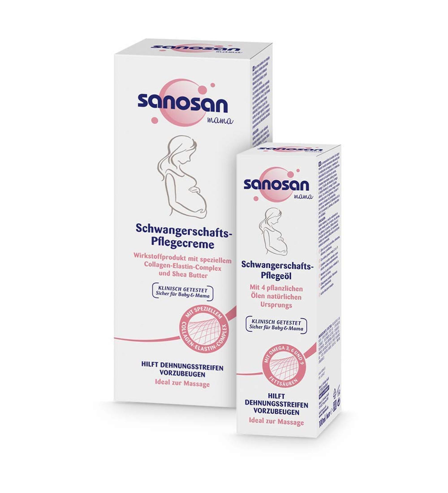 Sanosan Pregnancy Cream & Oil Set | Prevent Stretch Marks & Strips | Clinically Tested Paraffin-Free Silicone-Free Paraben-Free Care Products - Buy Online on GoSupps.com