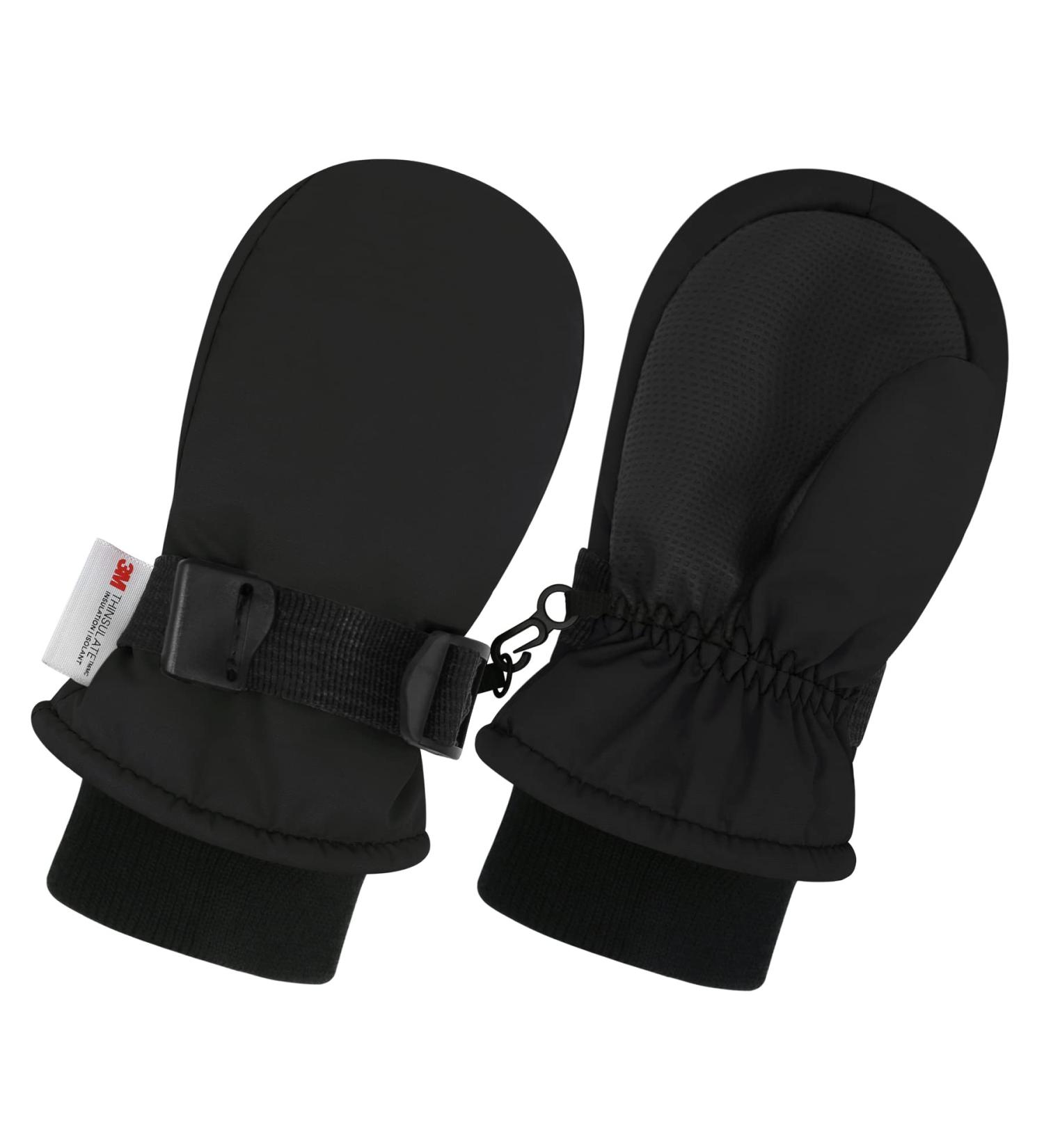 Olreco Toddler Snow Gloves - Waterproof Winter Mittens for Kids 3-4 Years - Black - Buy Online on GoSupps.com