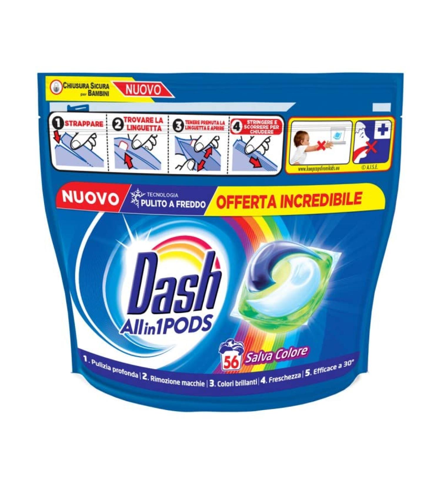 Dash All in 1 PODS Save Color, 1 pack of 56 tablets