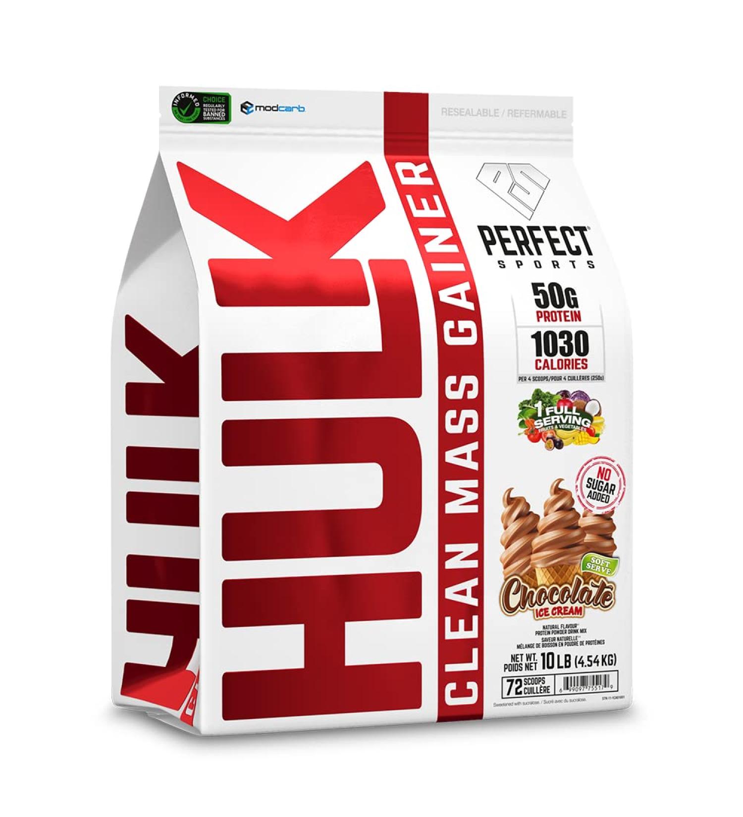 Perfect Sports HULK Clean Mass Gainer - Chocolate Ice Cream Flavor 10LB | Bulk Protein for Muscle Gain - International Shipping - Buy Online on GoSupps.com