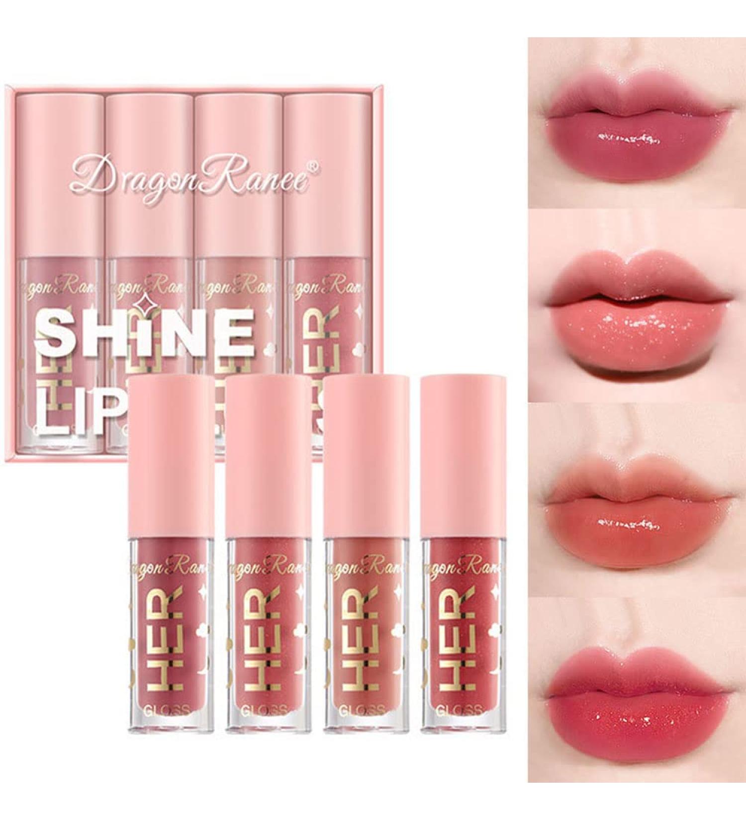 Hydrating Shimmery Lip Gloss Set - 4 Colors | Long-Lasting & Waterproof | Korean Lip Tint Makeup - Buy Online on GoSupps.com