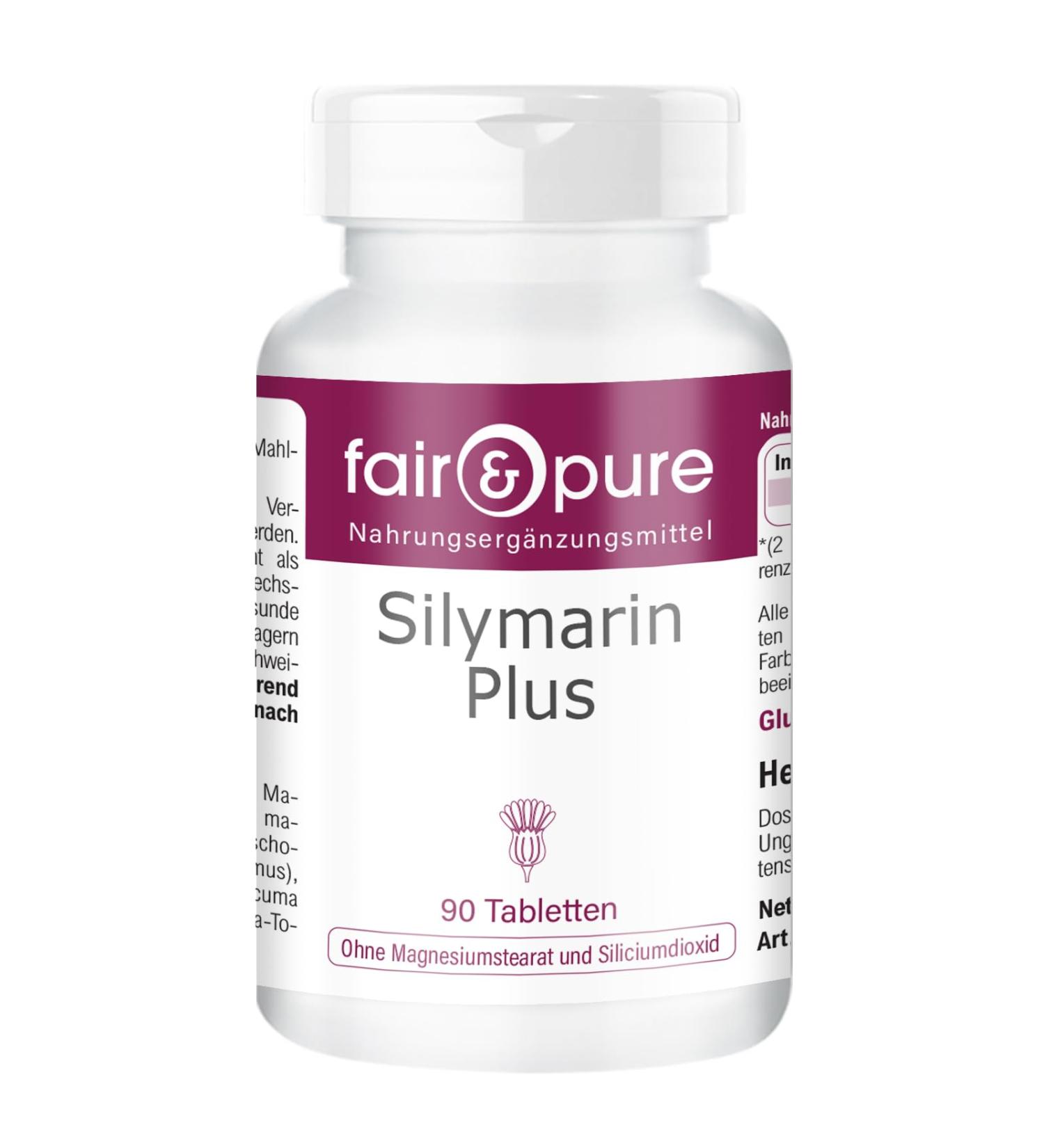 SoMatEm Fair & Pure Silymarin Plus tablets 90 pieces complex with milk thistle vitamin C & E artichoke turmeric inositol selenium vegan food supplement without additives produced in Germany - Buy Online on GoSupps.com
