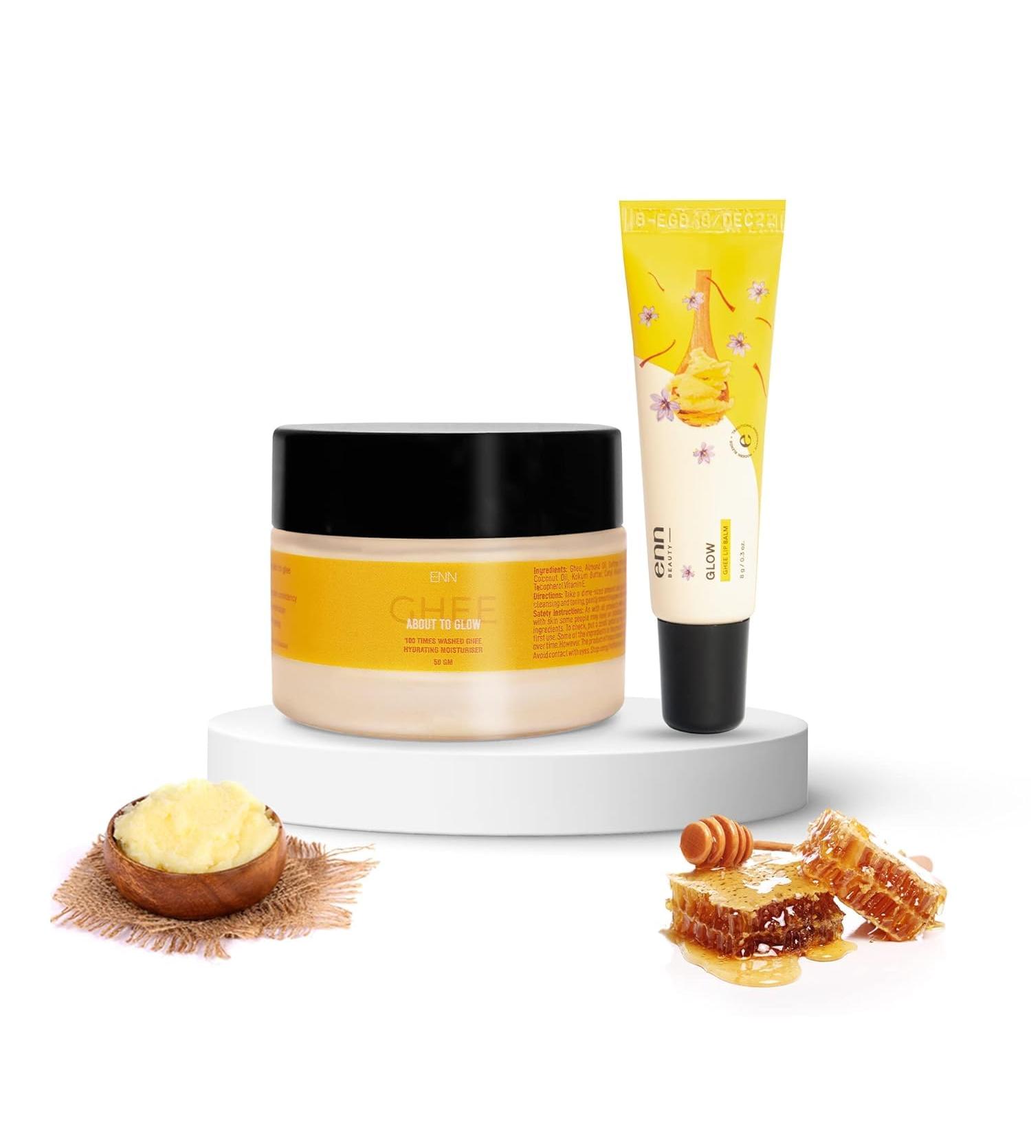 VAYUP About to Glow - 100 times washed Ghee Face Cream and Ghee Lip Balm Combo Kit | Ultra Hydrating | Skin Brightening & Glowing Skin | Natural | Men And Women | All Skin Types - Buy Online on GoSupps.com