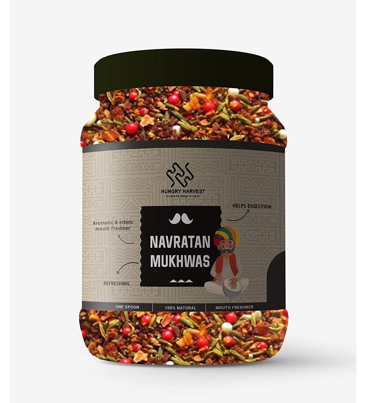 Hungry Harvest Rajasthani Navratan Mix Mukhwas 150 GMS Nariyal Mix Digestive Mouth Freshner Saunf_Packing May Vary