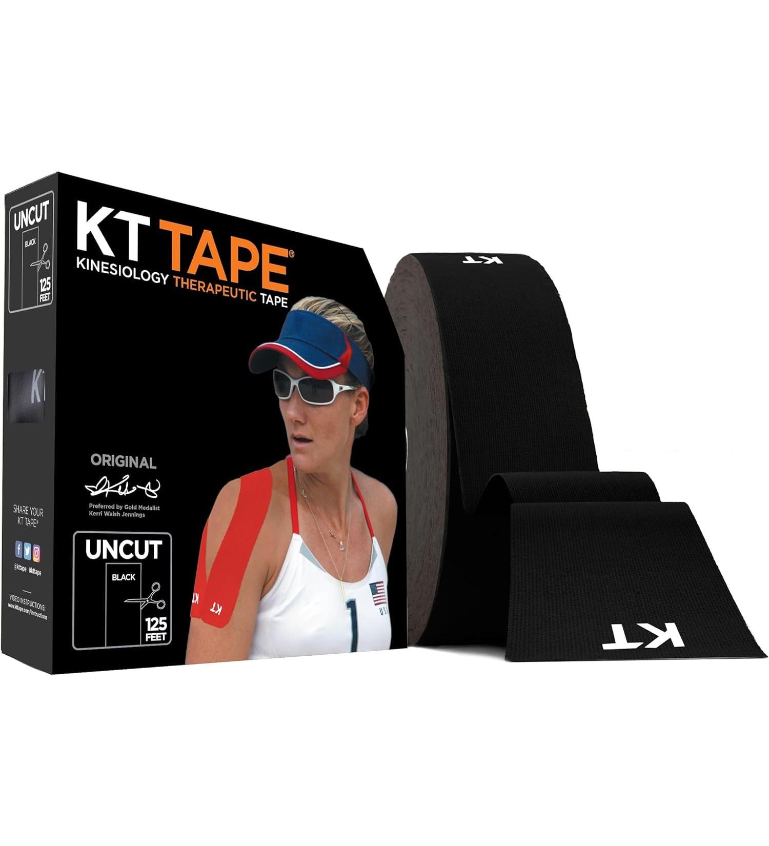 KT Tape Original Cotton - Elastic Kinesiology Athletic Tape 125 Uncut Roll in Black | Improve Performance & Recovery - Buy Online on GoSupps.com