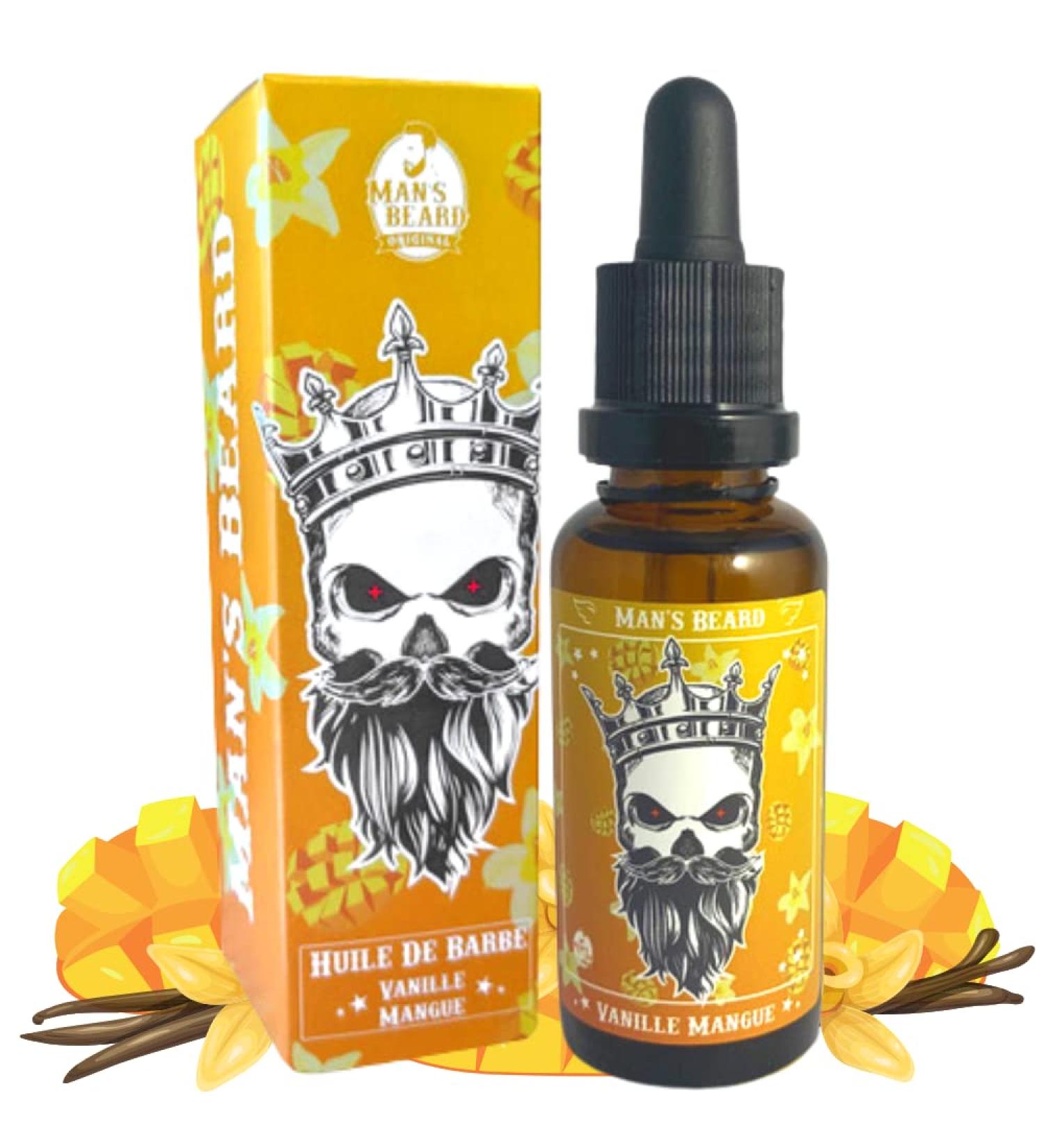 Man's Beard Men's Beard Oil-Mango Vanilla-Beard Care Argan Oil with Softening Effect Ingredients of Natural Origin 100% Made in France - Buy Online on GoSupps.com