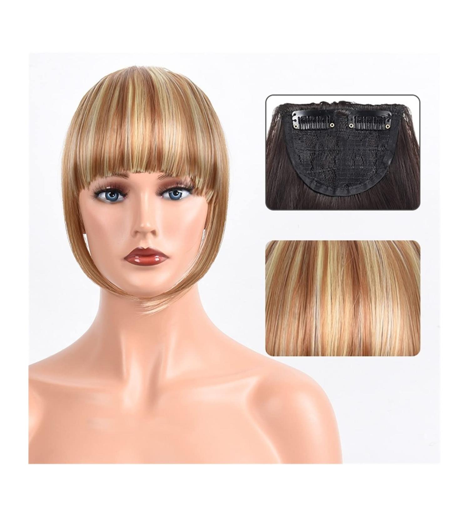 Bangs Hair Clip Synthetic Heat Resista Fake Bangs French Bangs Hair Piece Clip in Thick Natural Full Bangs Straight Fringe with Temples for Women Girls Bangs Clip in Hair (Color : 123-13 Size : 15c 15cm 123-13 - Buy Online on GoSupps.com