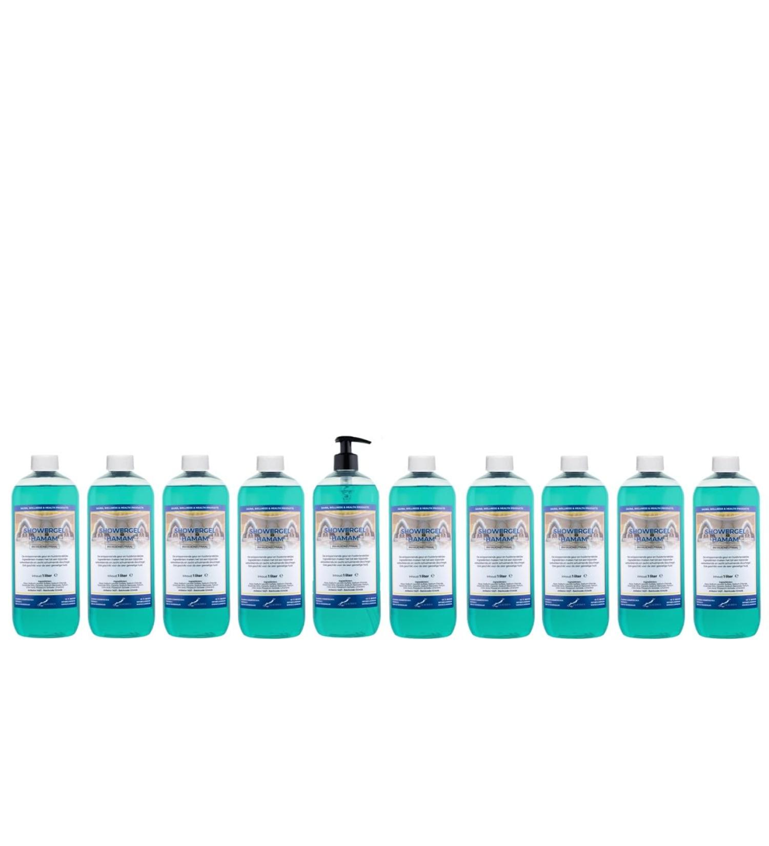 Claudius Showergel Hamam 10 x 1 liter with 1 pump transparent