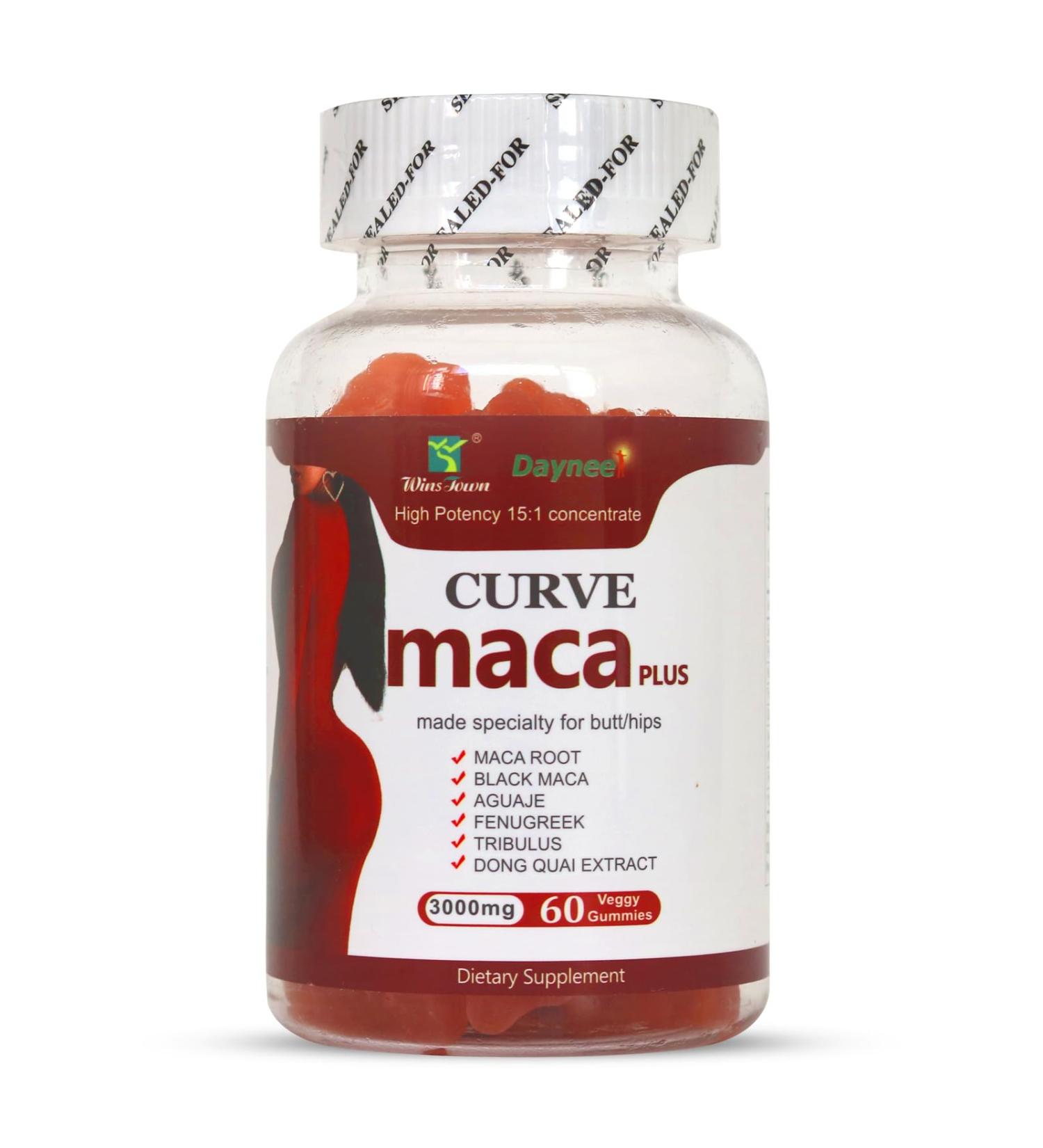Wins Town Maca Plus Gummies 3000mg Gluteus Boost Vitamins Support Women's Extreme Curve Strawberry Flavor 60 Count - Buy Online on GoSupps.com
