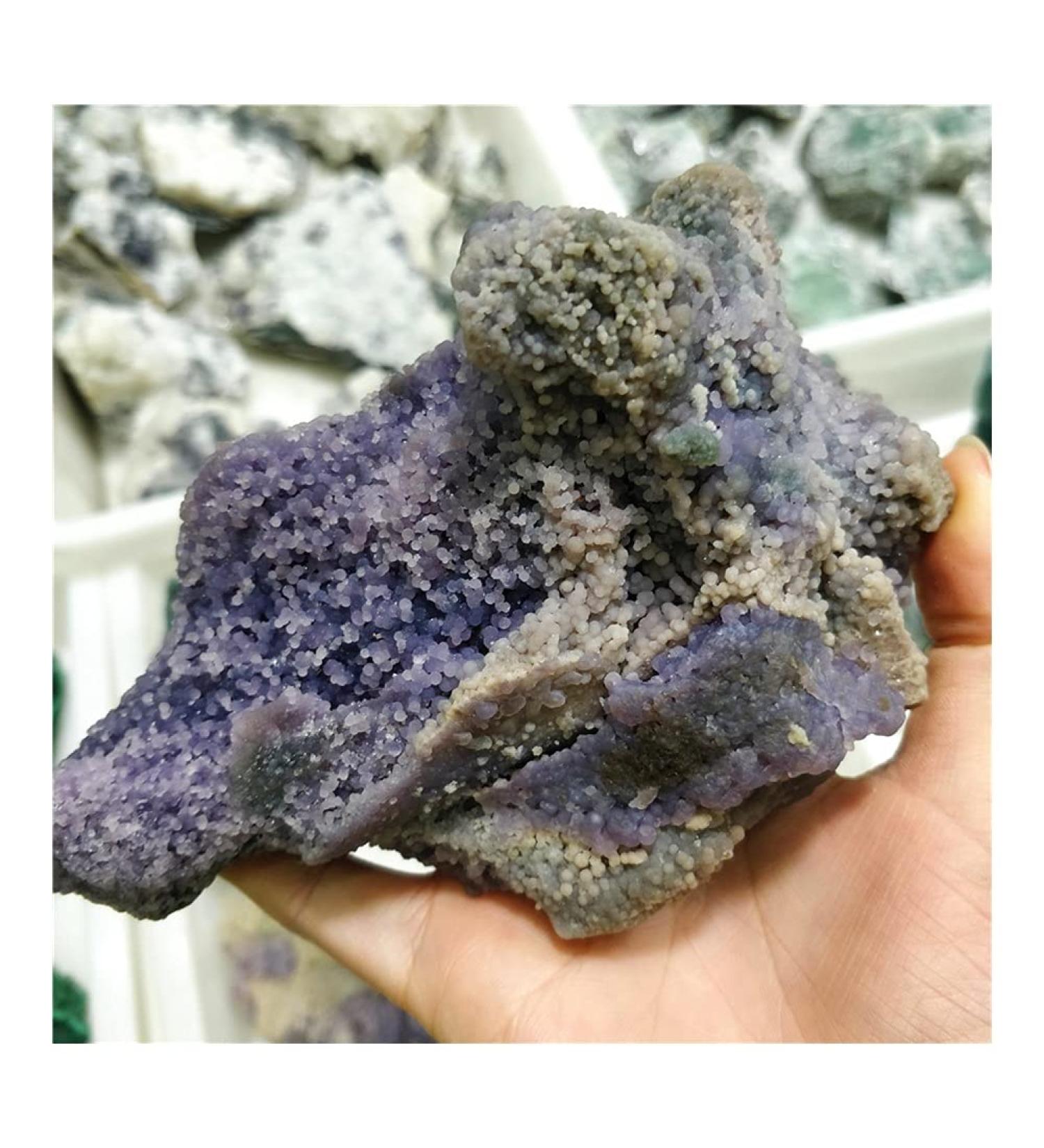 Crystal Real Natural Grape Agate Purple Prehnite Specimen Raw Collectibles Stones and Crystals Decor (Size : 300-400g one) - Buy Online on GoSupps.com