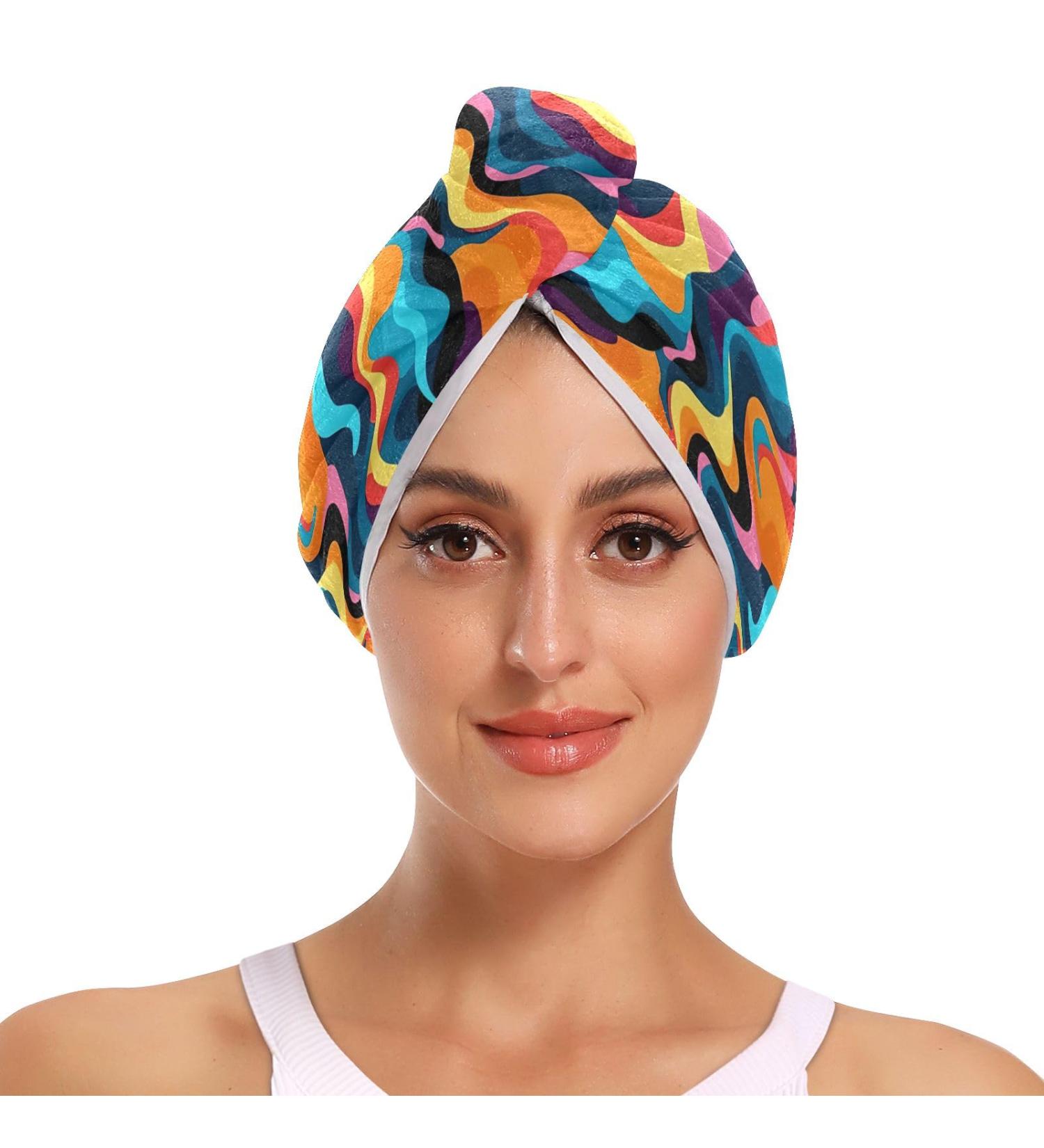 Abstract Patterns Hair Towel 2 Pack | Super Absorbent Quick Dry Hair Turbans for Women & Girls - Buy Online on GoSupps.com