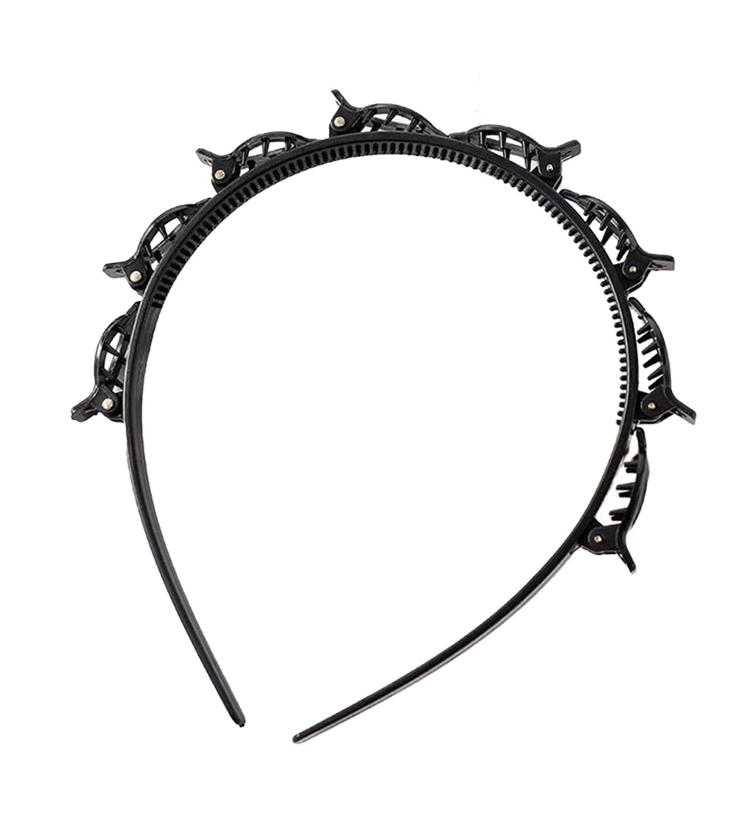 Bangs Hairstyle Hairpin Twist Plait Headband Hollow Woven Sectional Clip Headband Double Bangs Hairstyle Hairpin Headband With Clip For Weddings Black - Buy Online on GoSupps.com