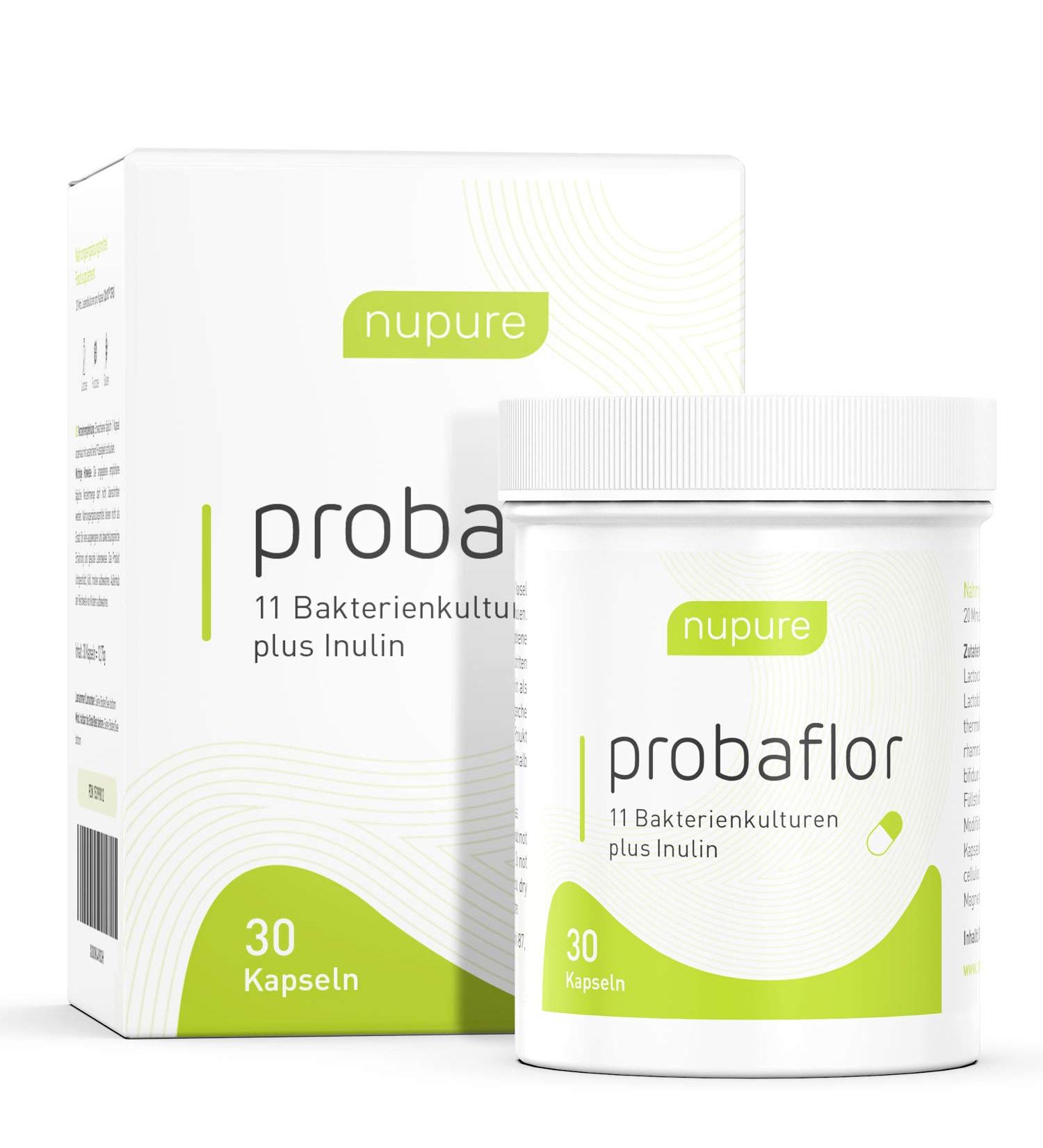 Nupure Probaflor - 30 Capsules with 20 Billion CFU 11 Probiotic Strains Inulin & Lactobacillus Salivarius SP2 - Gut Health Supplement - Buy Online on GoSupps.com