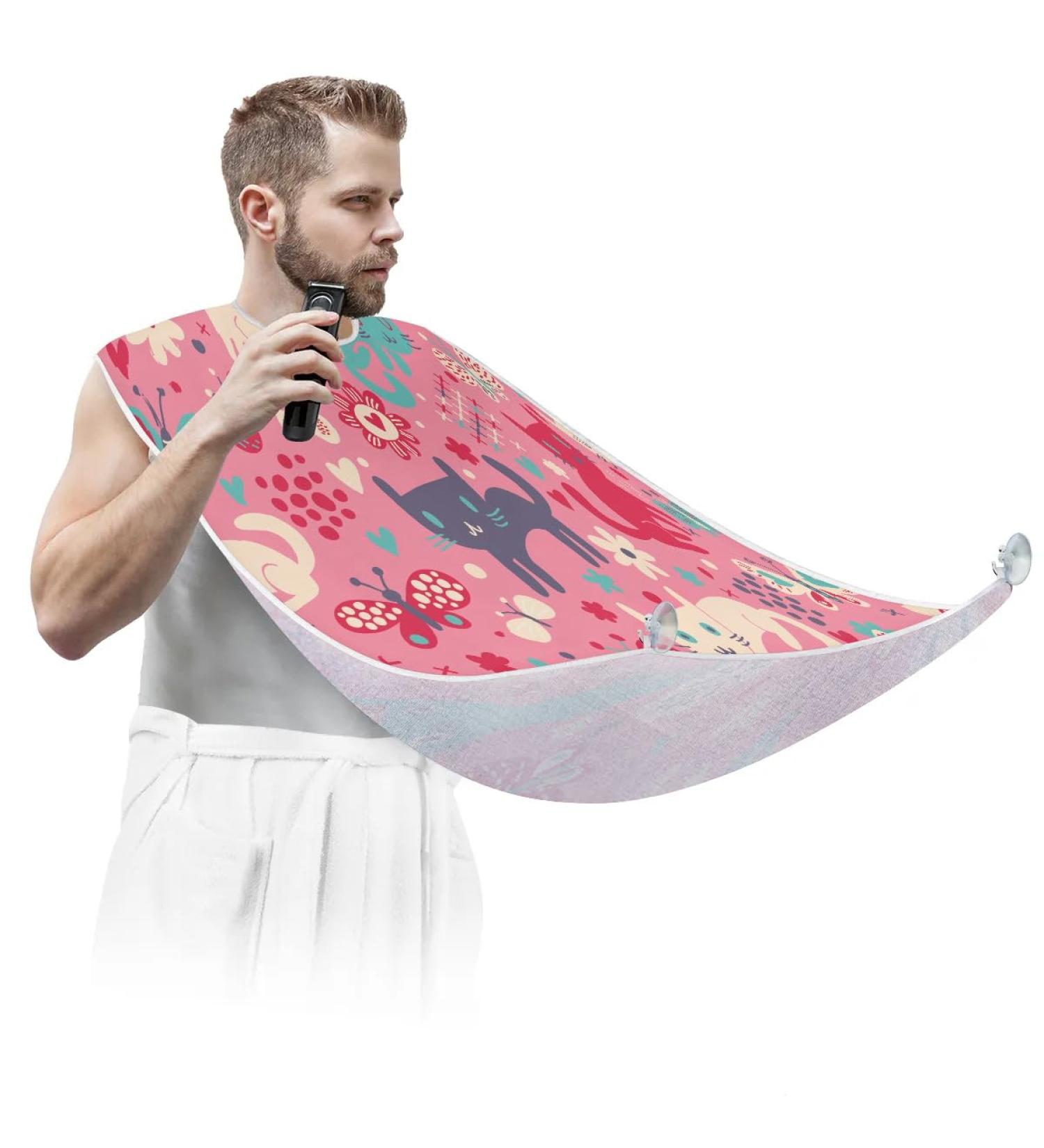 Buy Cats Painting Beard Bib Apron - Non-Stick Waterproof Hair Catcher for Men | Perfect Grooming Gift - Buy Online on GoSupps.com