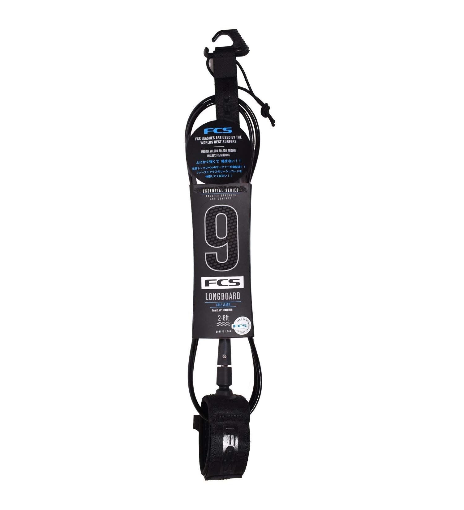 FCS Longboard 9' Calf Leash - Black | High-Quality Surfing Leash - Buy Online on GoSupps.com
