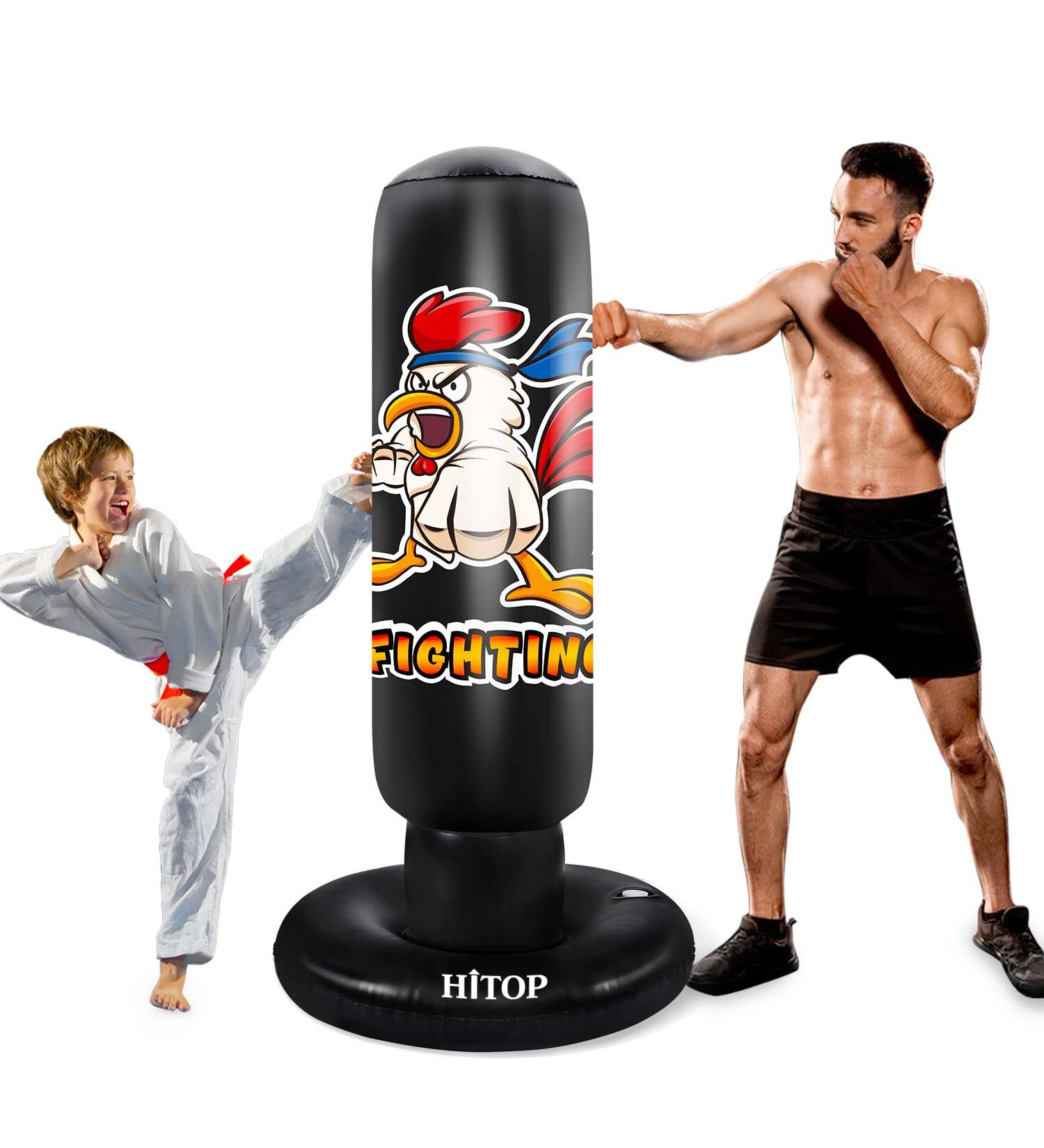 HITOP Punching Bag for Kids and Adults - Extra Large Heavy Duty Inflatable Boxing Bag with Stand - Perfect Karate Gift for Boys, Kids, and Men - Buy Online on GoSupps.com