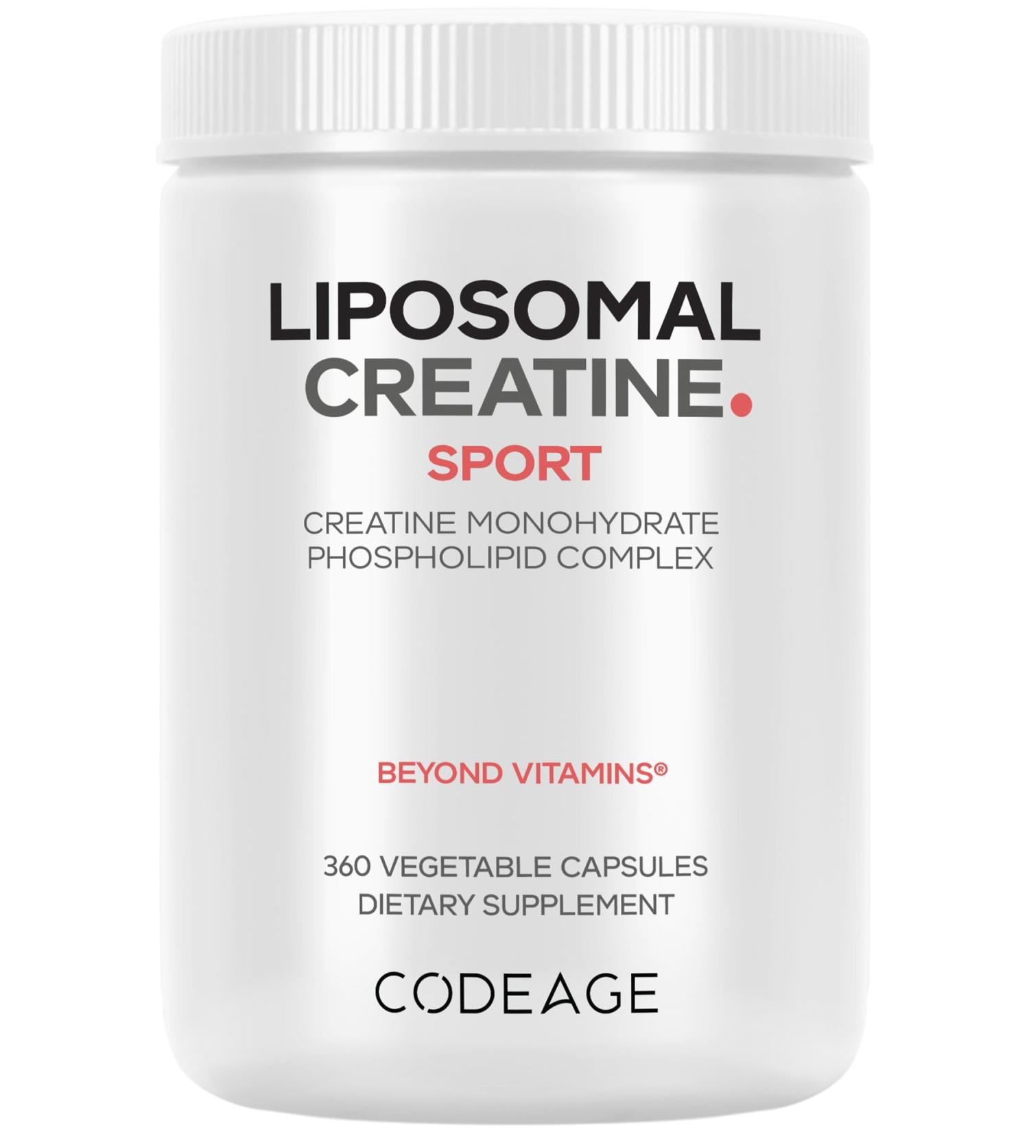 Codeage Liposomal Creatine Monohydrate Supplement Pure Creatine 2500mg - 3 Months Supply Micronized Creatinine Muscles Sports Nutrition and Athletes Non-GMO - 360 Capsules - Buy Online on GoSupps.com