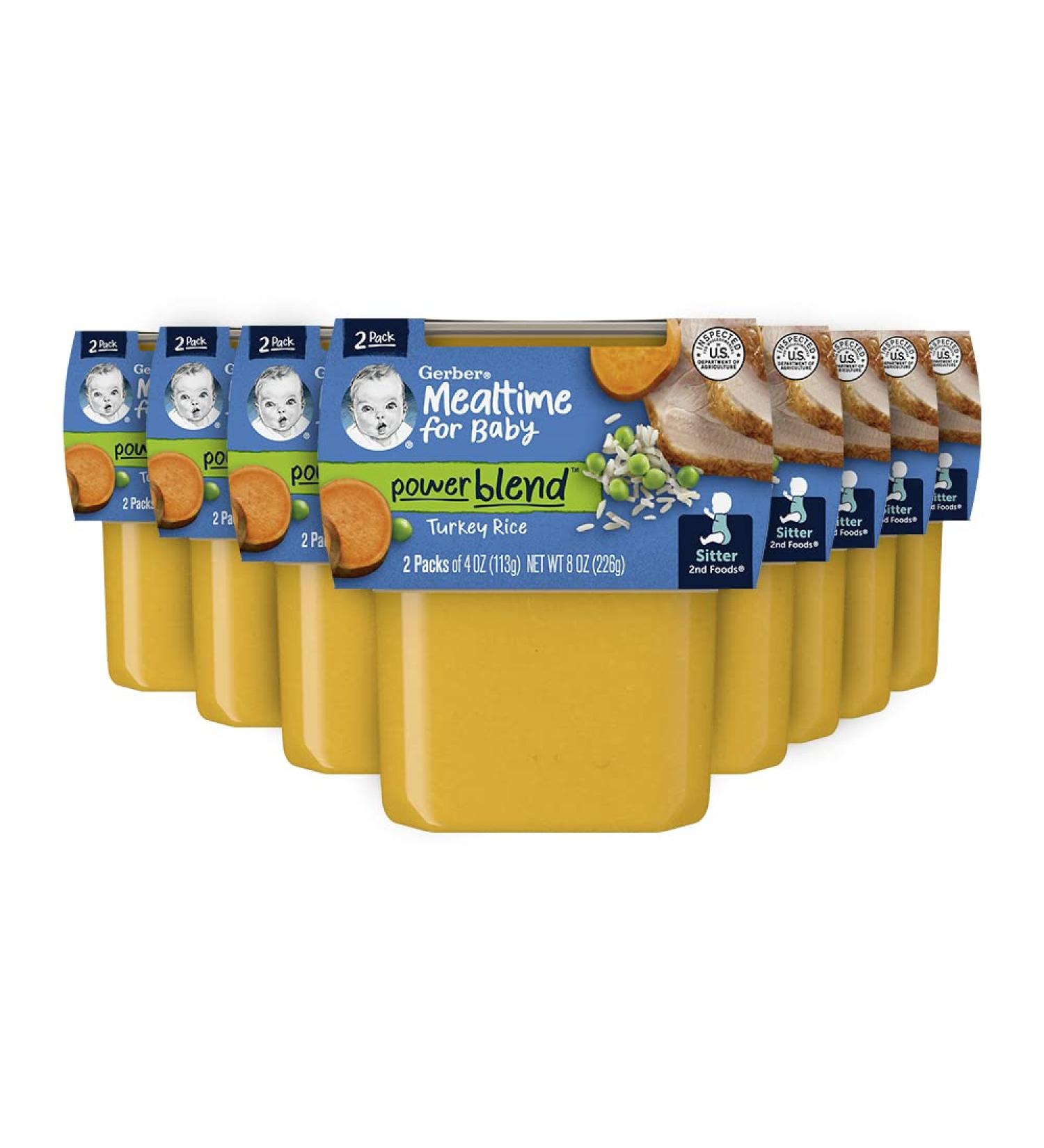 Gerber 2nd Foods Dinner Turkey & Rice Puree 4oz Tubs 2-Pack - 8 Count - Buy Online on GoSupps.com