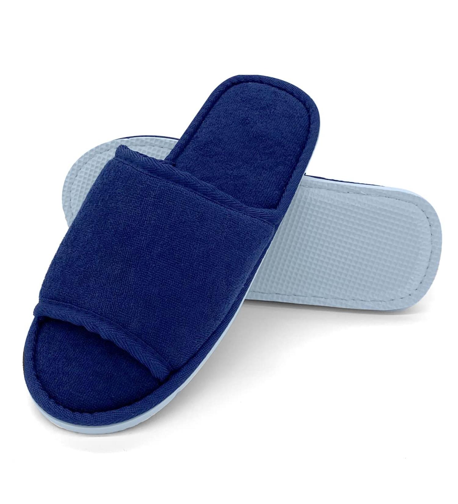 Jomix Unisex Washable Terry Bathing Shoes - 2 Pairs Blue Guest Slippers for Travel & Hotel (EU 36/37) - Buy Online on GoSupps.com