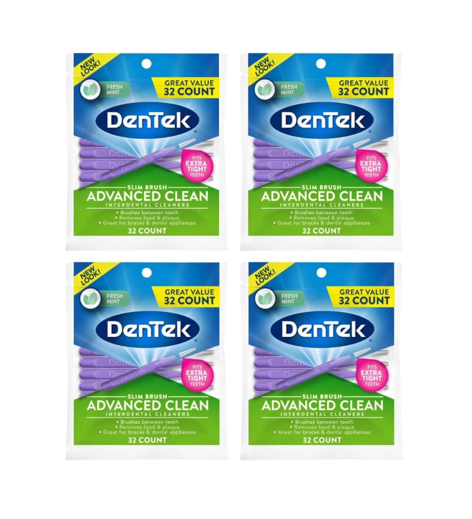 Dentek Slim Brush Cleaners 32 Each - Pack of 4 (128 Count) - Buy Online on GoSupps.com