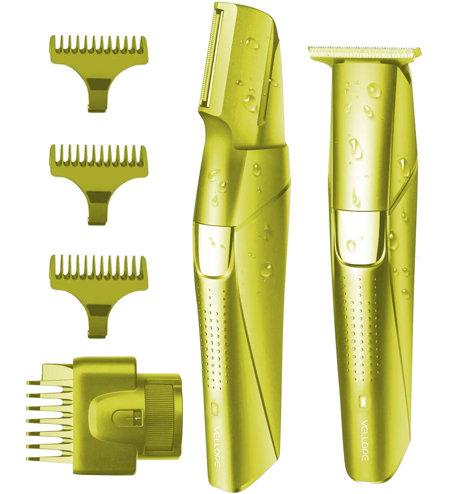 Electric Groin Hair Trimmer for Men - Waterproof Ball & Nose Hair Trimmer with Replaceable Ceramic Blades & USB Recharge Dock - Male Hygiene Razor (Yellow - Buy Online on GoSupps.com