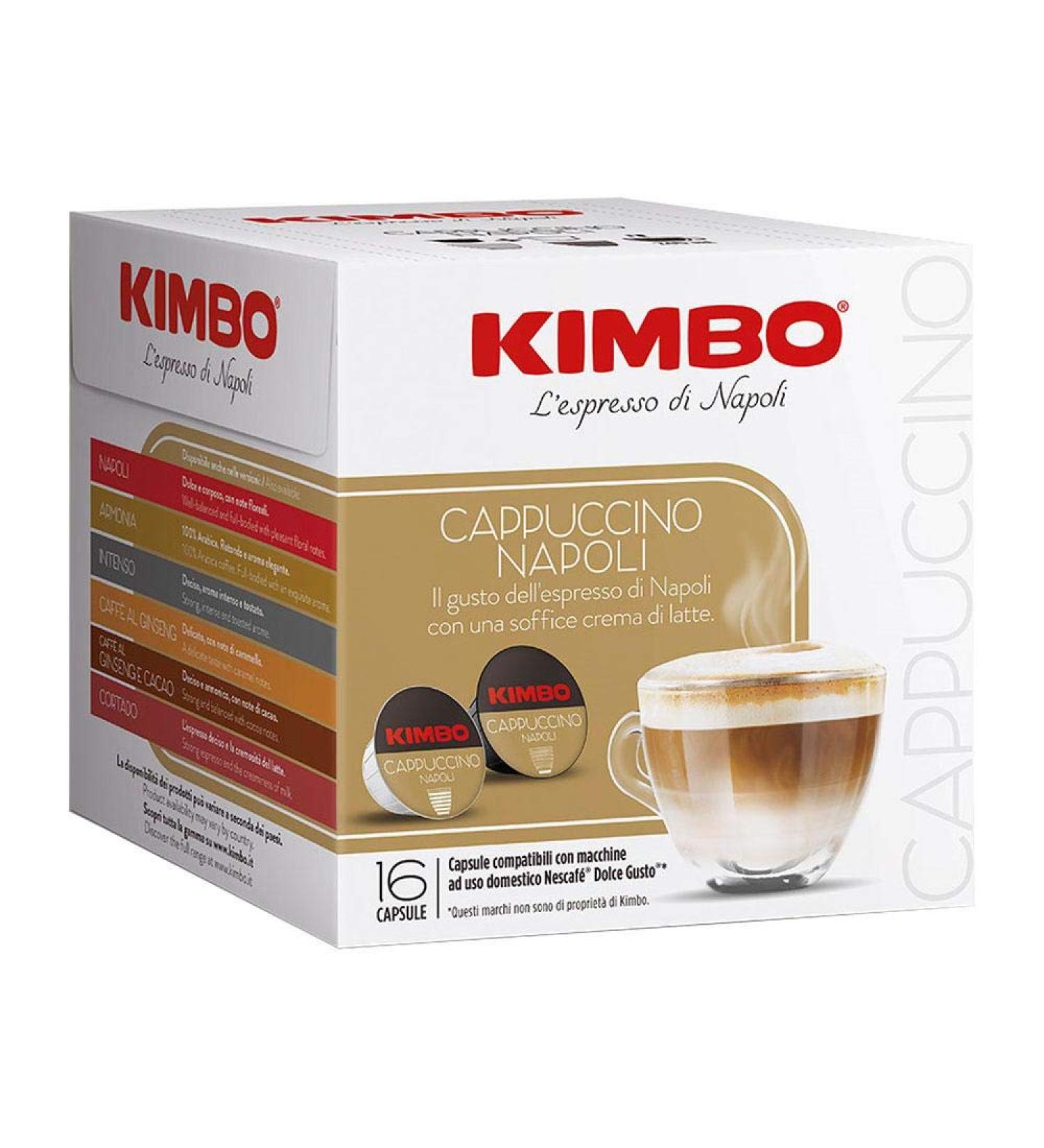 Kimbo Kimbo Cappuccino Napoli Cappuccino Coffee Capsules Compatible with Dolce Gusto and Nescaf machines - Pack of 3 x 16 coffee capsules (48 capsules total)