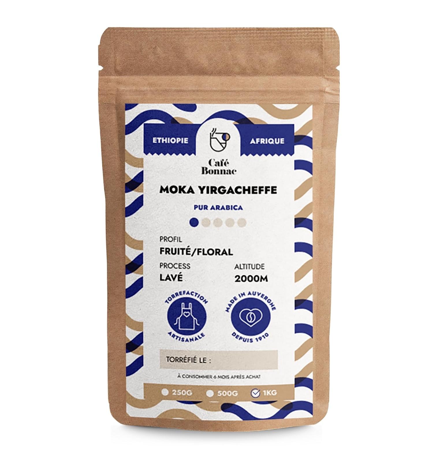 Caf Bonnac Caf Moulu thiopie Yirgacheffe 1kg | 100% Arabica De Sp cialit | Notes Florales Et Citronn es | Torr faction Artisanale Fran aise | Compatible Filtre Piston & M thodes Douces 1 1 kg (Lot de 1) - Buy Online on GoSupps.com