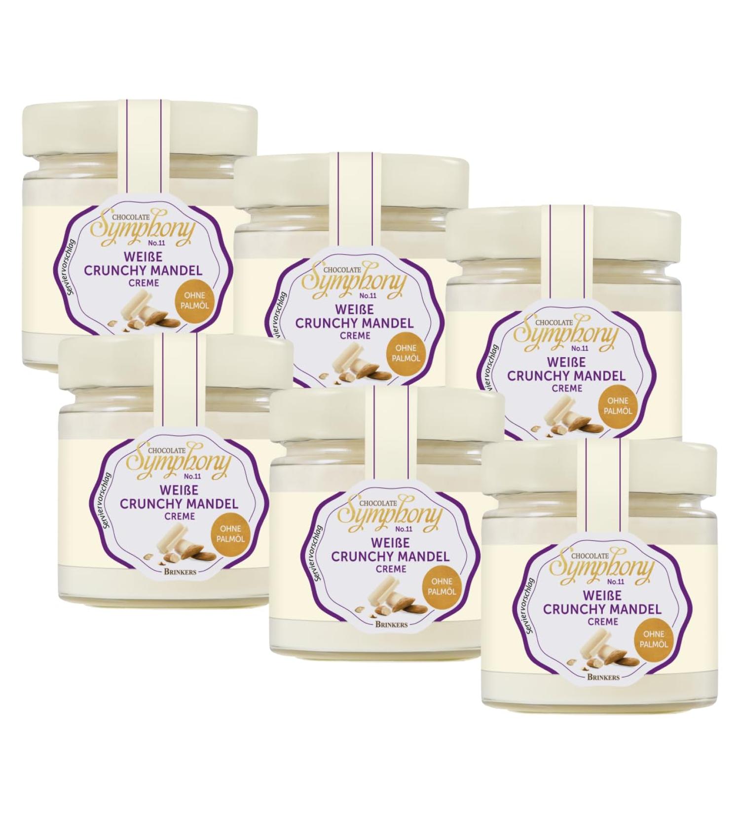 Brinkers Cream White Crunchy Almond 6x200g | Gluten-Free Crunchy Almond Pieces in Cream | Seductive Snack - Buy Online on GoSupps.com