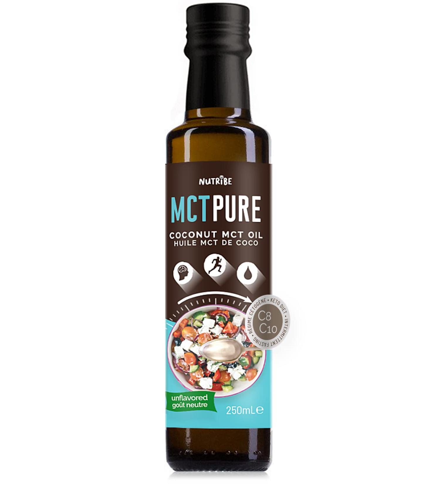 Nutribe Pure MCT Oil C8 C10 - Extracted by distillation - French laboratory | Ketogenic Energy weight loss ideal - Buy Online on GoSupps.com