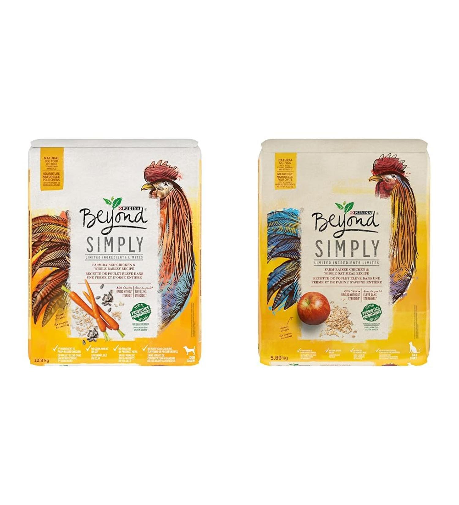 Beyond Simply Natural Dry Dog Food Farm-Raised Chicken & Whole Barley- 10.8 kg Bag & Simply Natural Dry Cat Food Farm-Raised Chicken & Whole Oat Meal - 5.89 kg Bag 10.8 kg (Pack of 1)+ 5.89 kg (Pack of 1) - Buy Online on GoSupps.com