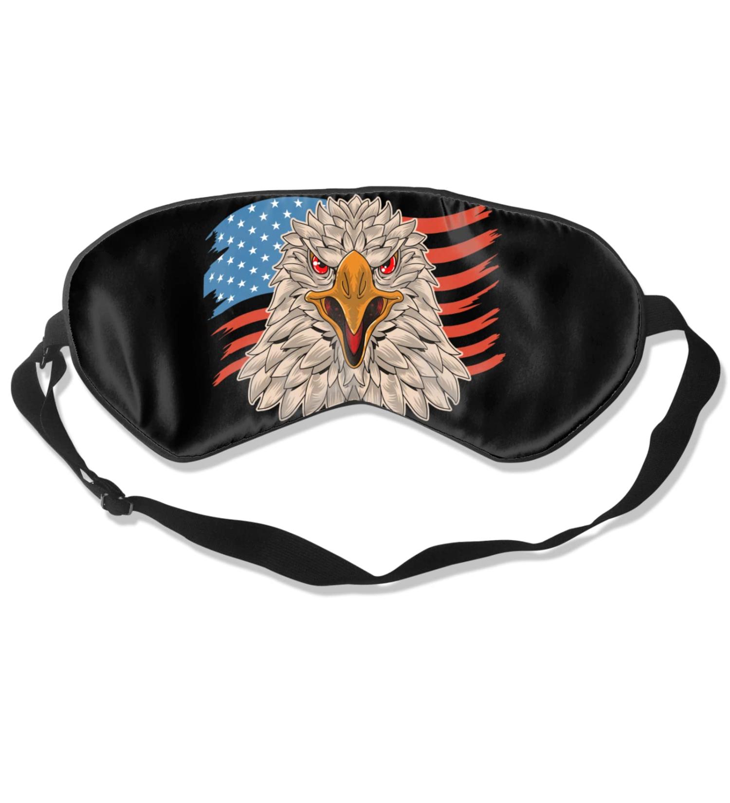 Eagle American Flag Sleep Mask | Soft Blackout Eye Mask for Travel, Nap, Night Sleep | Adjustable Strap | 8.2x3.5 in - Buy Online on GoSupps.com