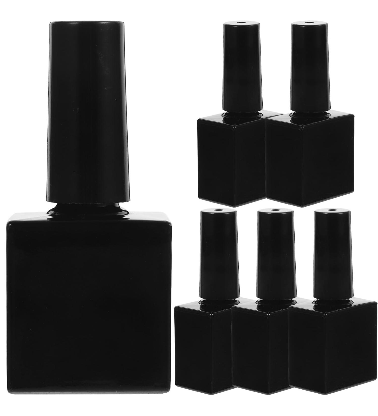 Homoyoyo Lot De 6 Flacons En Verre 10ml Plats Noirs Pour Vernis Gel Avec Pinceau Rechargeables Pour Usage Professionnel Et Voyage Bouteilles tanches Compactes Pour Manucure - Buy Online on GoSupps.com