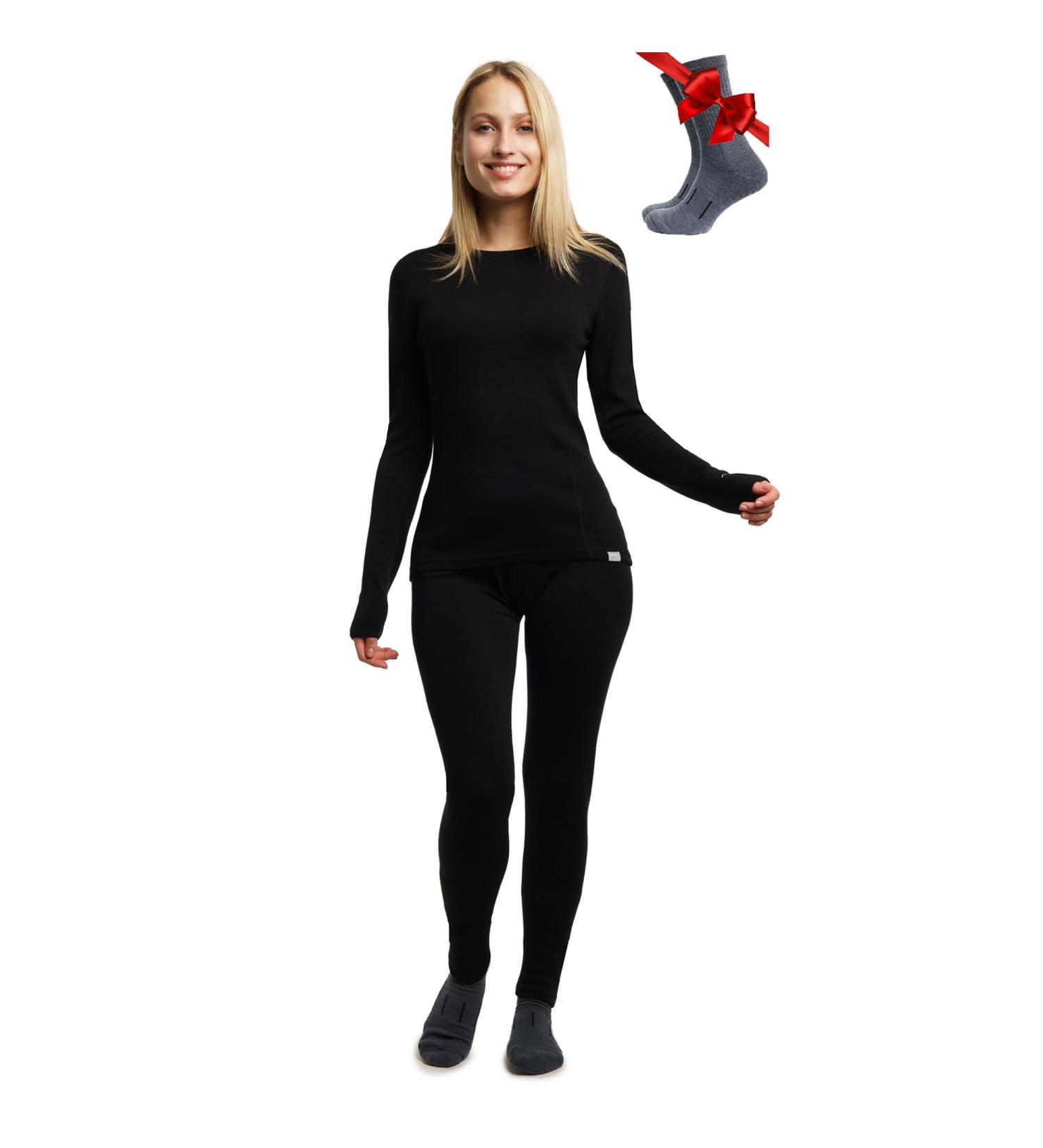 Merino.tech 100% Merino Wool Women's Underwear Set | Lightweight & Functional Long Sleeve Shirt Pants & Hiking Socks - Buy Online on GoSupps.com