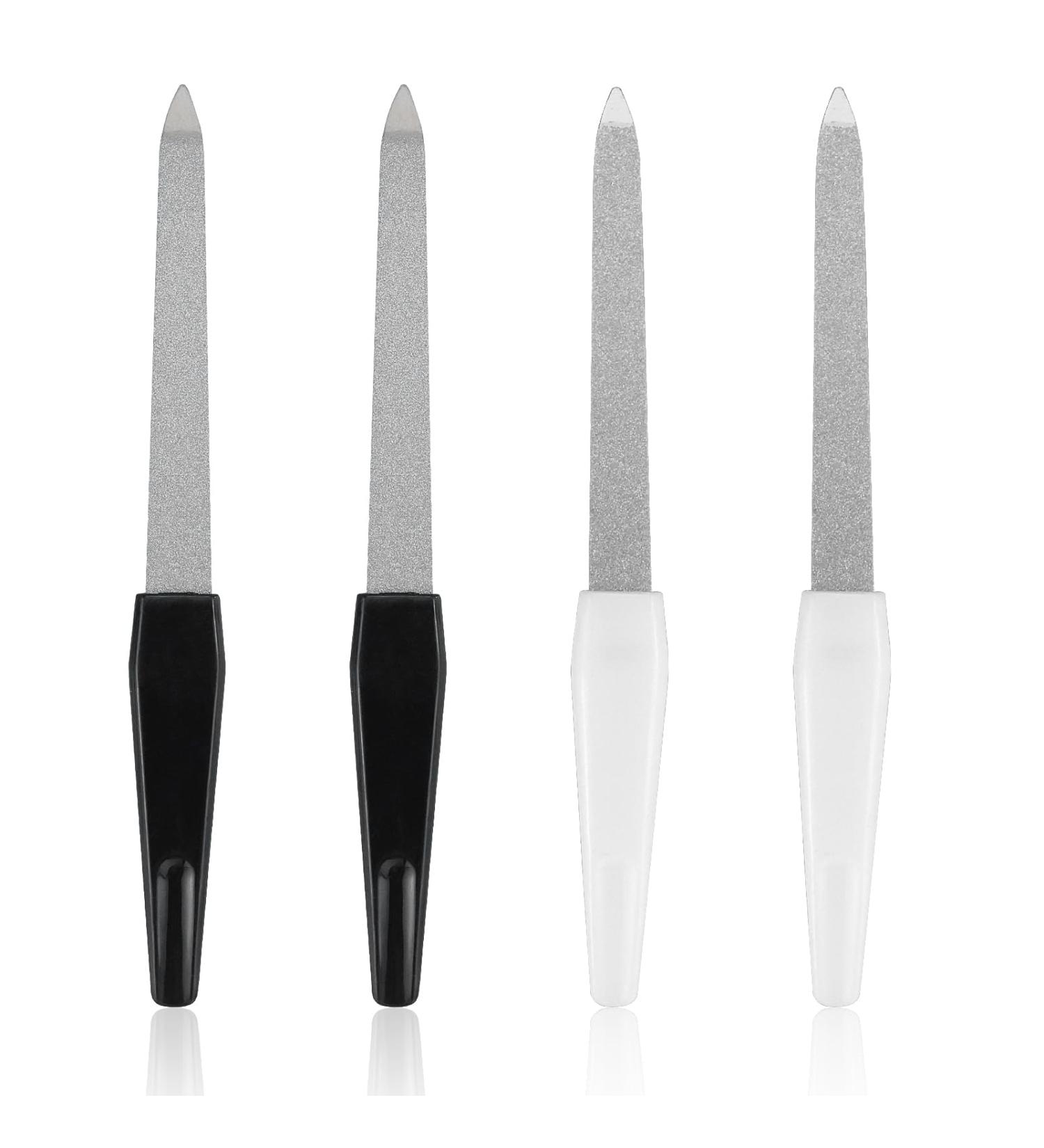 4pack Metal Nail Files Professional Nail Files with Anti Slip Handle for Natural Nails Double Sided Sapphire Grit for Shaping Styling Gel and Acrylic Nails Nails Accessories Tools for Home Salon - Buy Online on GoSupps.com