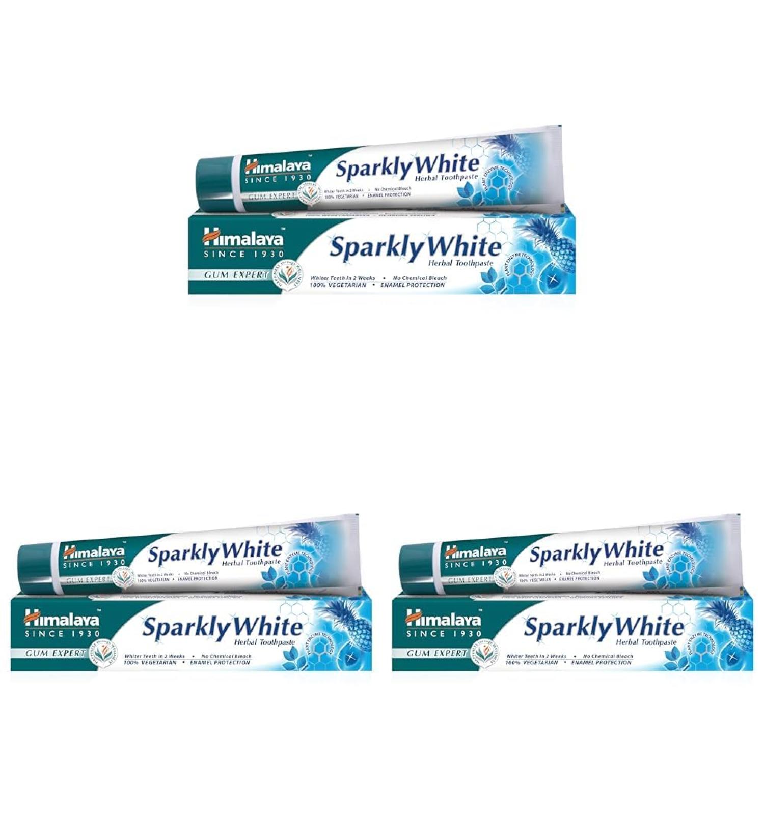 Himalaya Sparkling White Gum Herbal Toothpaste - Mint 75ml (Pack of 3) | International Shipping Available - Buy Online on GoSupps.com
