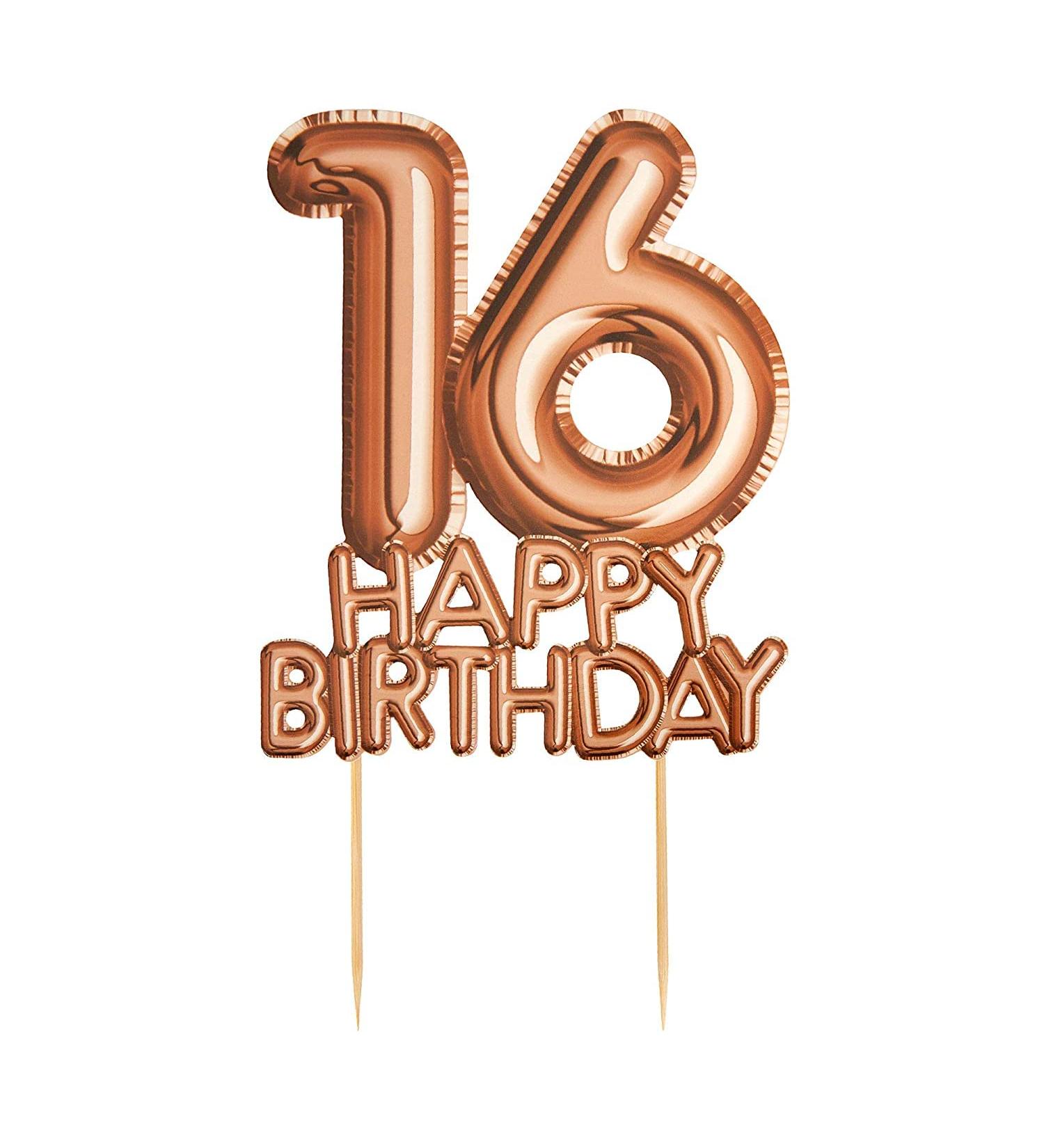 Neviti 774434 Glitz and Glamour Birthday Topper-16 Cake Topper Pink/Rose Gold 12.5 x 0.5 x 21