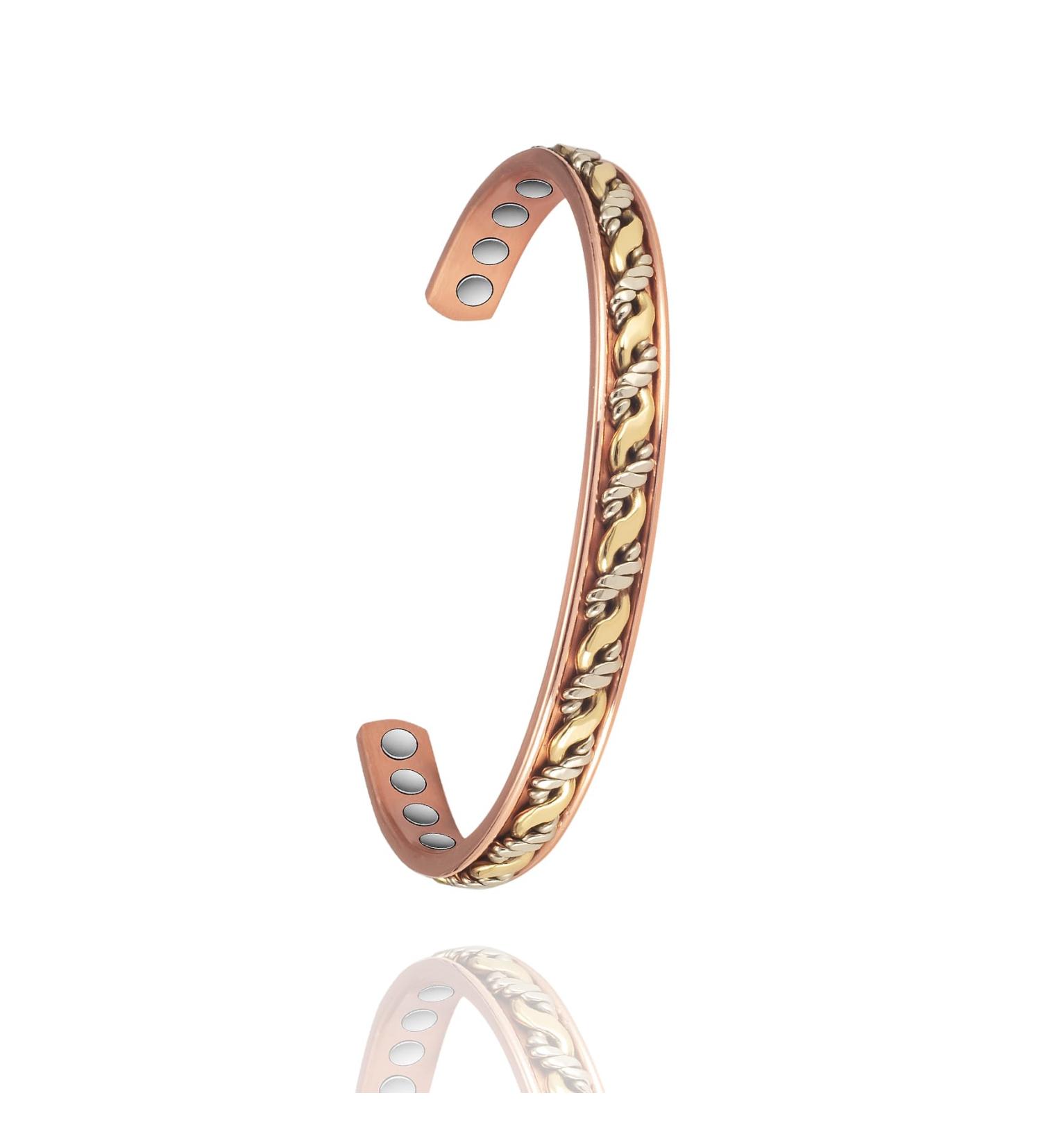 Shop Copper Magnetic Bracelet for Women - Arthritis Relief Adjustable Pure Copper Three-Color Gold Braid Jewelry - Buy Online on GoSupps.com