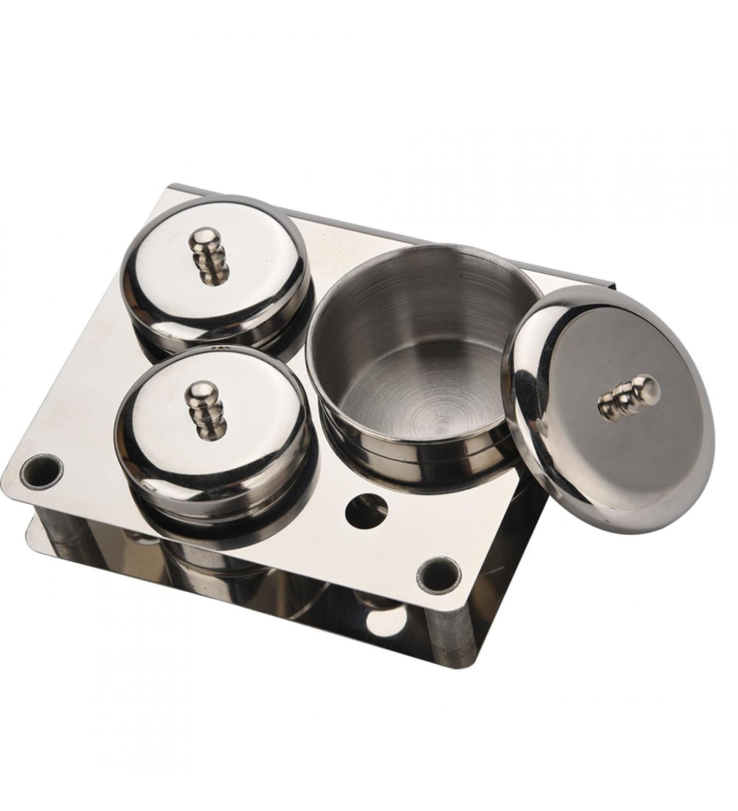 3pcs Stainless Steel Nail Art Kit - Compact Organizer Containers for Powder & Liquid Storage | Manicure Tools - Buy Online on GoSupps.com