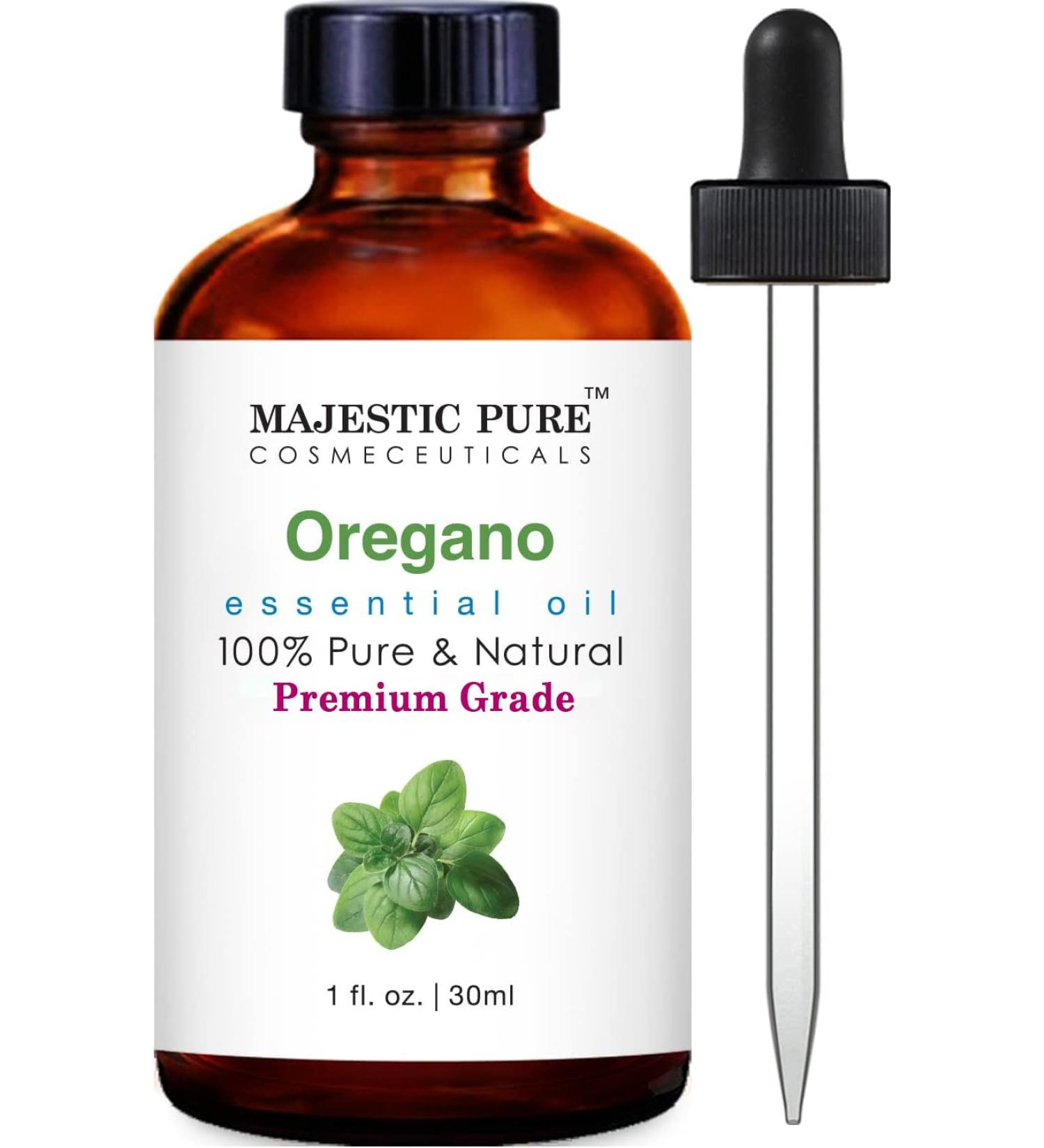 MAJESTIC PURE Oregano Essential Oil - 100% Pure & Natural Oregano Oil for Hair Care Skin Aromatherapy Massage & Home Diffusers - Premium Grade 1 Fl Oz - Buy Online on GoSupps.com