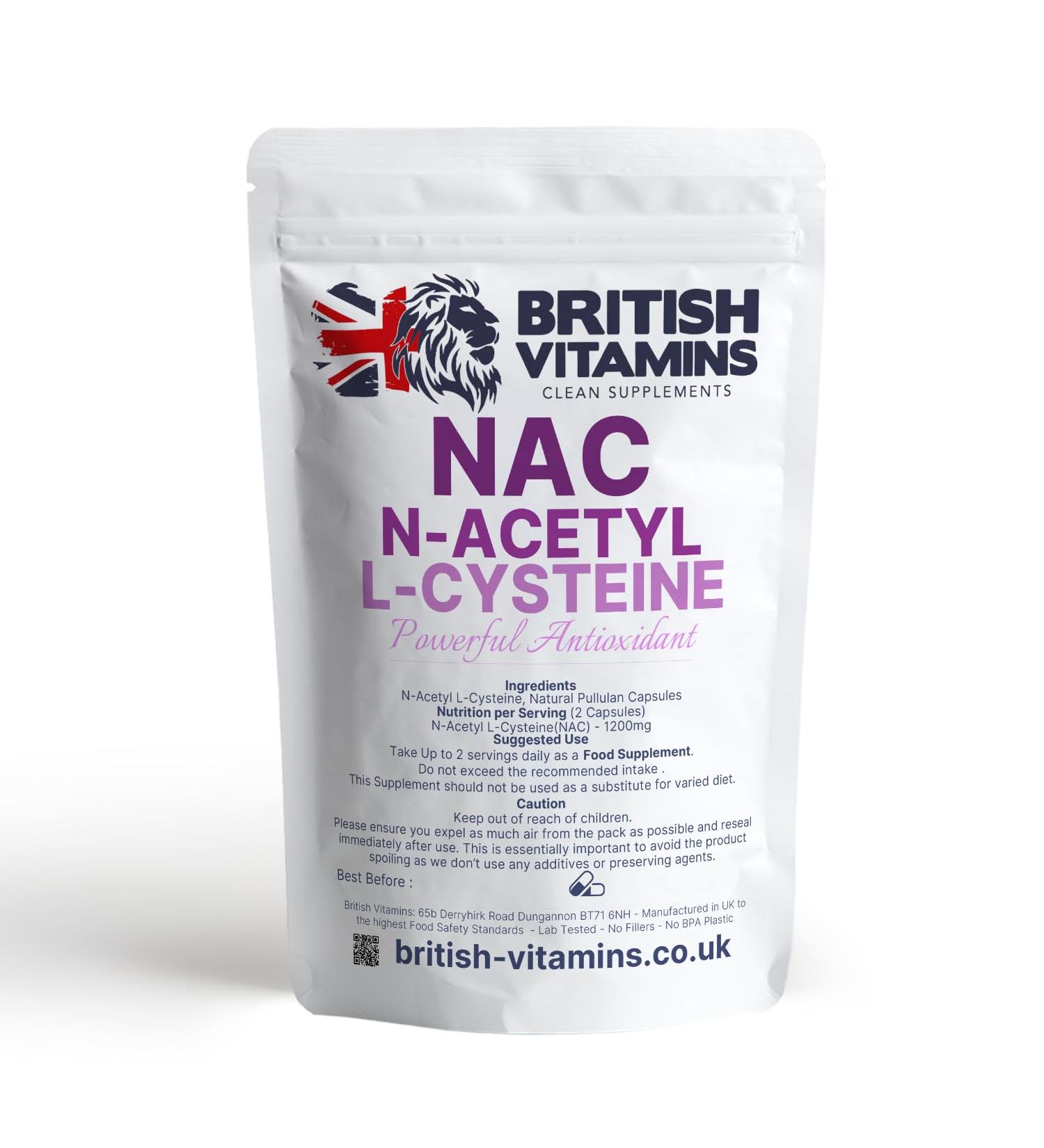 NAC N Acetyl Cysteine 600mg Capsules - 180 Vegan Capsules, Clean & Genuine Formula with No Fillers - 1200mg Serving - Buy Online on GoSupps.com