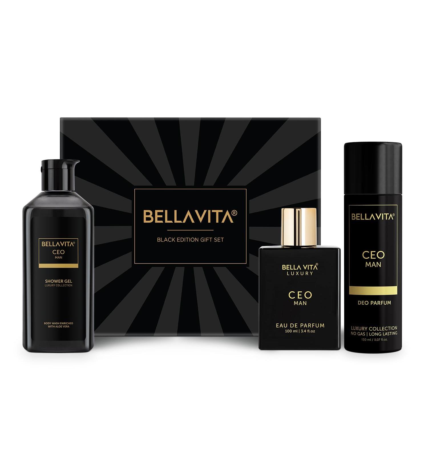 Be.lla Vi.ta Lu.xu.ry Black Edition Gift Set with CEO Man EDP Perfume 100ml Body Parfum Deodorant 150ml & Refreshing Shower Gel for Deep Cleansing 250ml - Buy Online on GoSupps.com