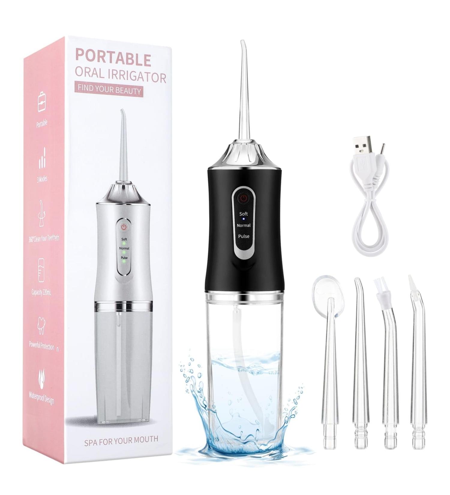 Portable Water Dental Flosser - Rechargeable Oral Irrigator | 3 Modes IPX7 Waterproof 220ML Tank | Perfect for Kids & Adults - Buy Online on GoSupps.com
