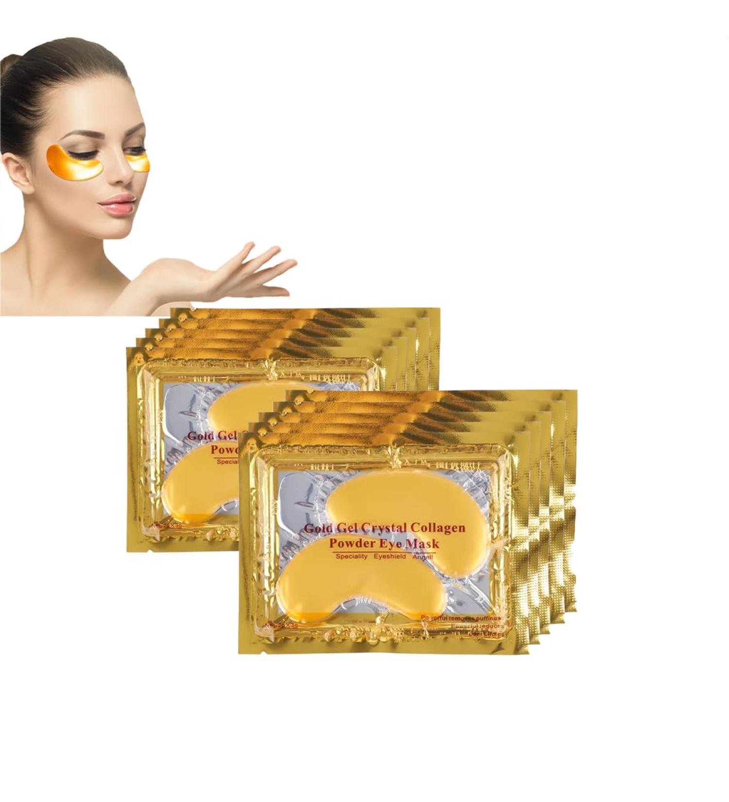 24k Gold Eye Collagen Patch Soothing Eye Gel Patch Eye Fundus Patch Used For Reducing Dark Circles Moisturizing Edema and Bags Under Eyes Anti-Wrinkle-Eye Patch Gel (10 Pairs of * Gold) - Buy Online on GoSupps.com