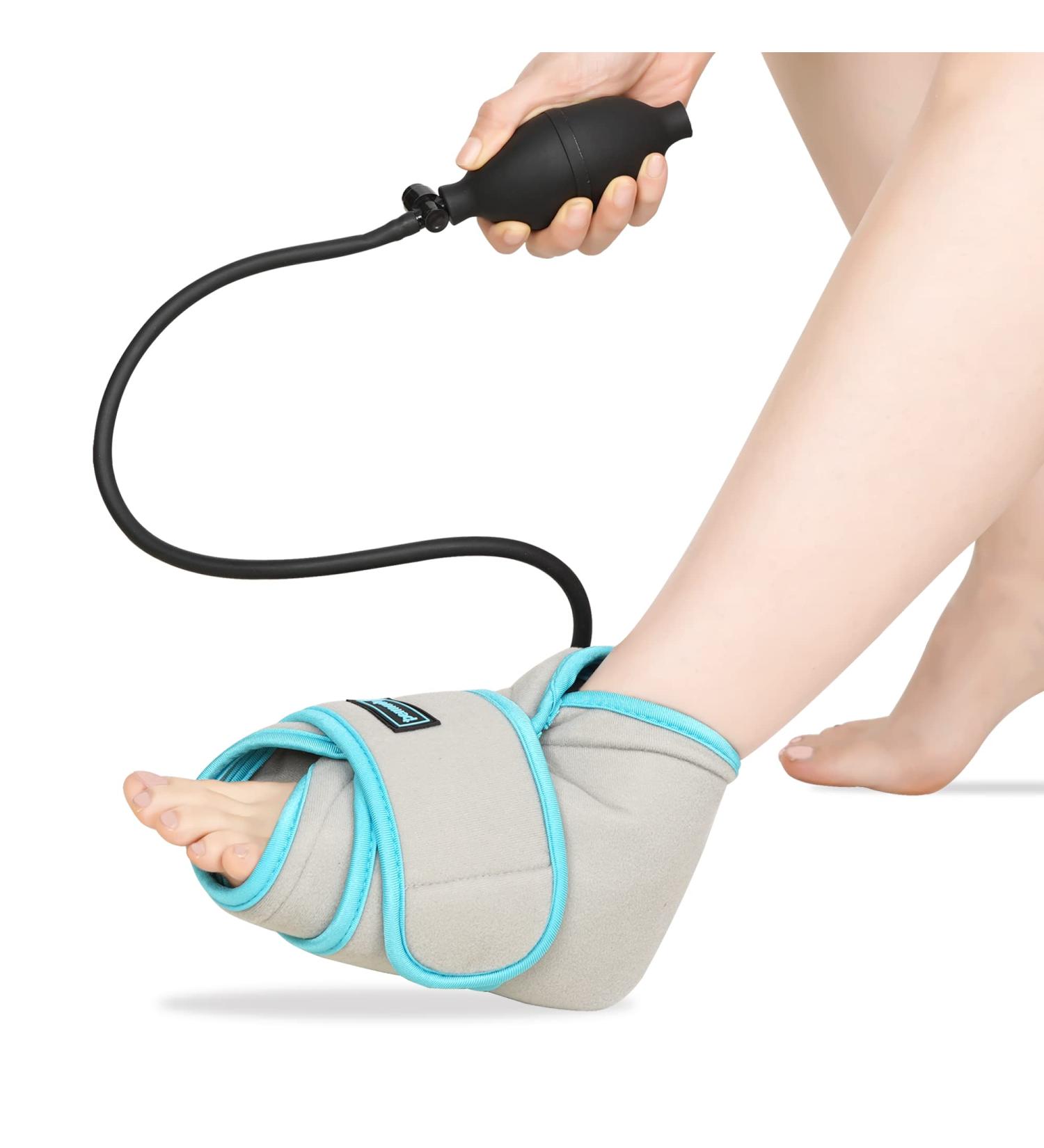 Compression Ankle Ice Pack with Air Pump - Hot & Cold Therapy for Plantar Fasciitis, Swelling, Sprains - Reusable Gel Wrap for Foot Injuries - Buy Online on GoSupps.com