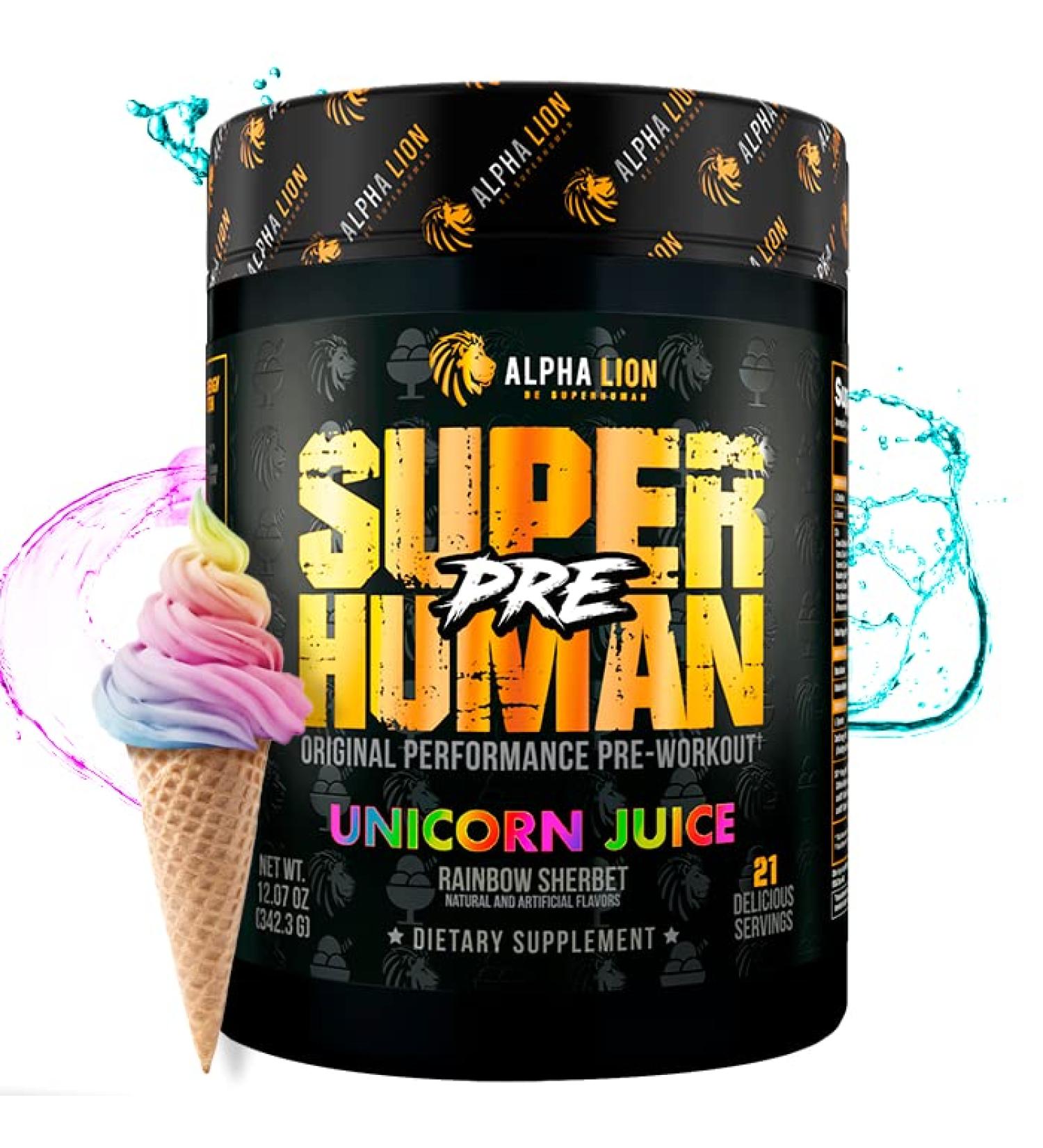 ALPHA LION Superhuman Pre Workout Powder - Sustained Energy & Focus - Nitric Oxide & Citrulline - Unicorn Juice (21 Servings) - Buy Online on GoSupps.com
