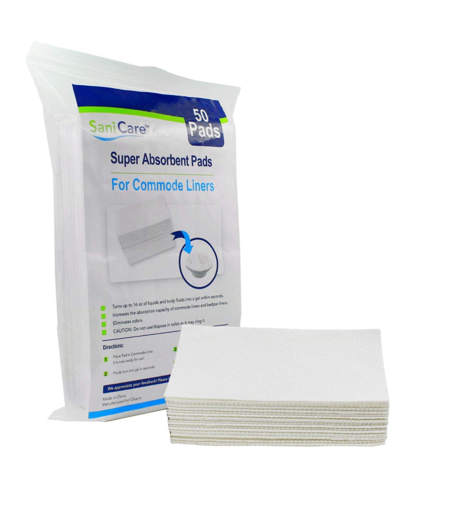 SaniCare Super Absorbent Pads - Pack of 50 Medical Grade for Commode Liners | Odor-Free, Leak-Proof, Easy Clean | By Cleanis - Buy Online on GoSupps.com