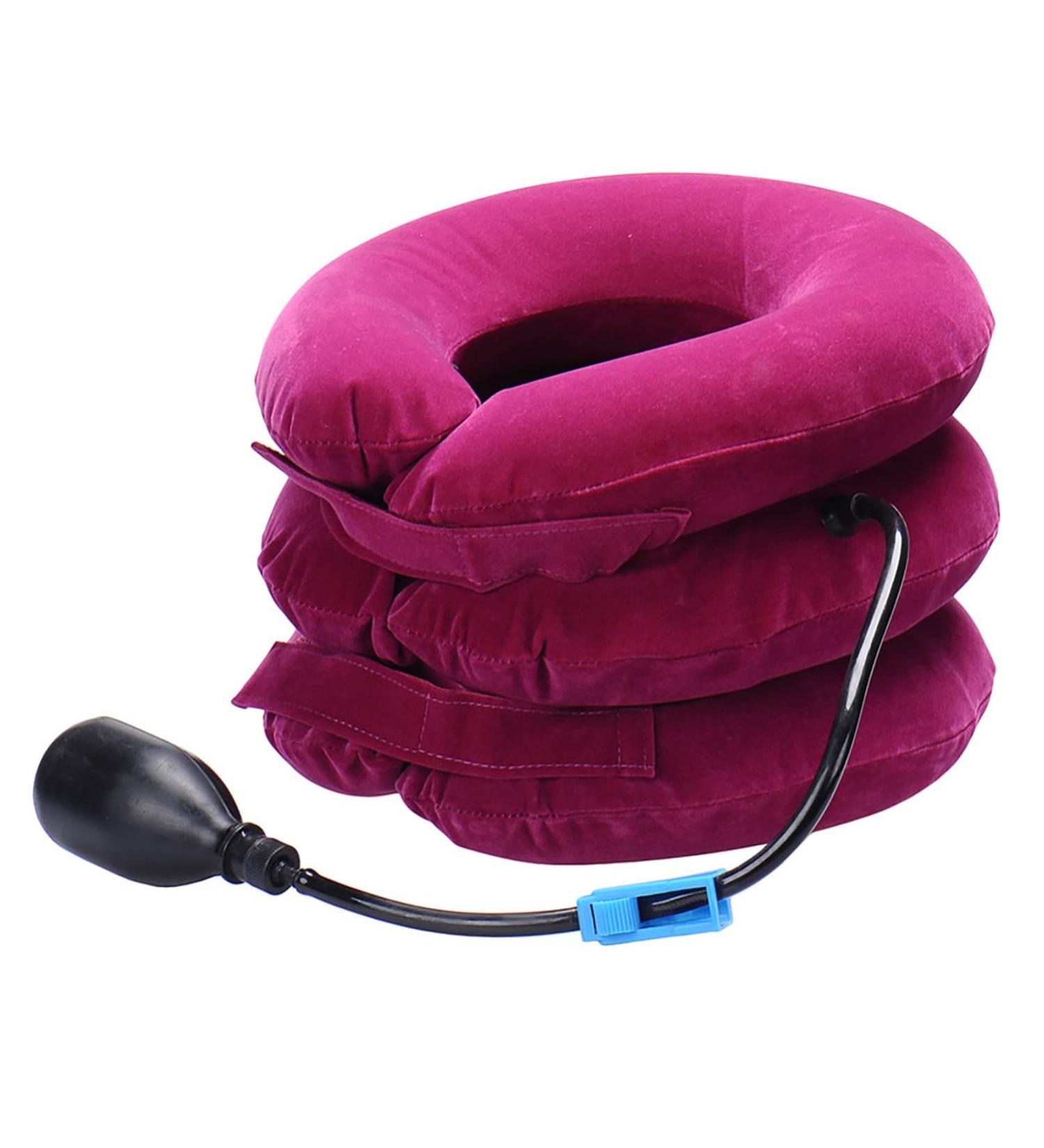 Inflatable Neck Traction Device - Pink Air-Bladable Support & Pain Relief Pillow - Buy Online on GoSupps.com