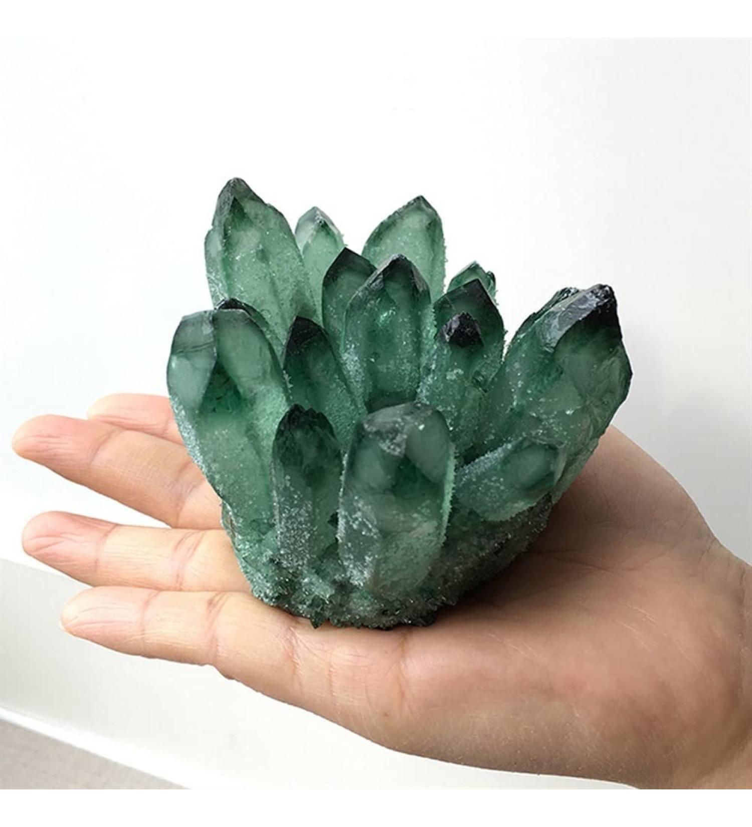 Room Decoration Natural Crystals and Stones Beautiful Natural Green Ghost Phantom Quartz Crystal Cluster Raw Ore Crystals Specimen Home Decor for Decoration (Size : 500-600g) - Buy Online on GoSupps.com