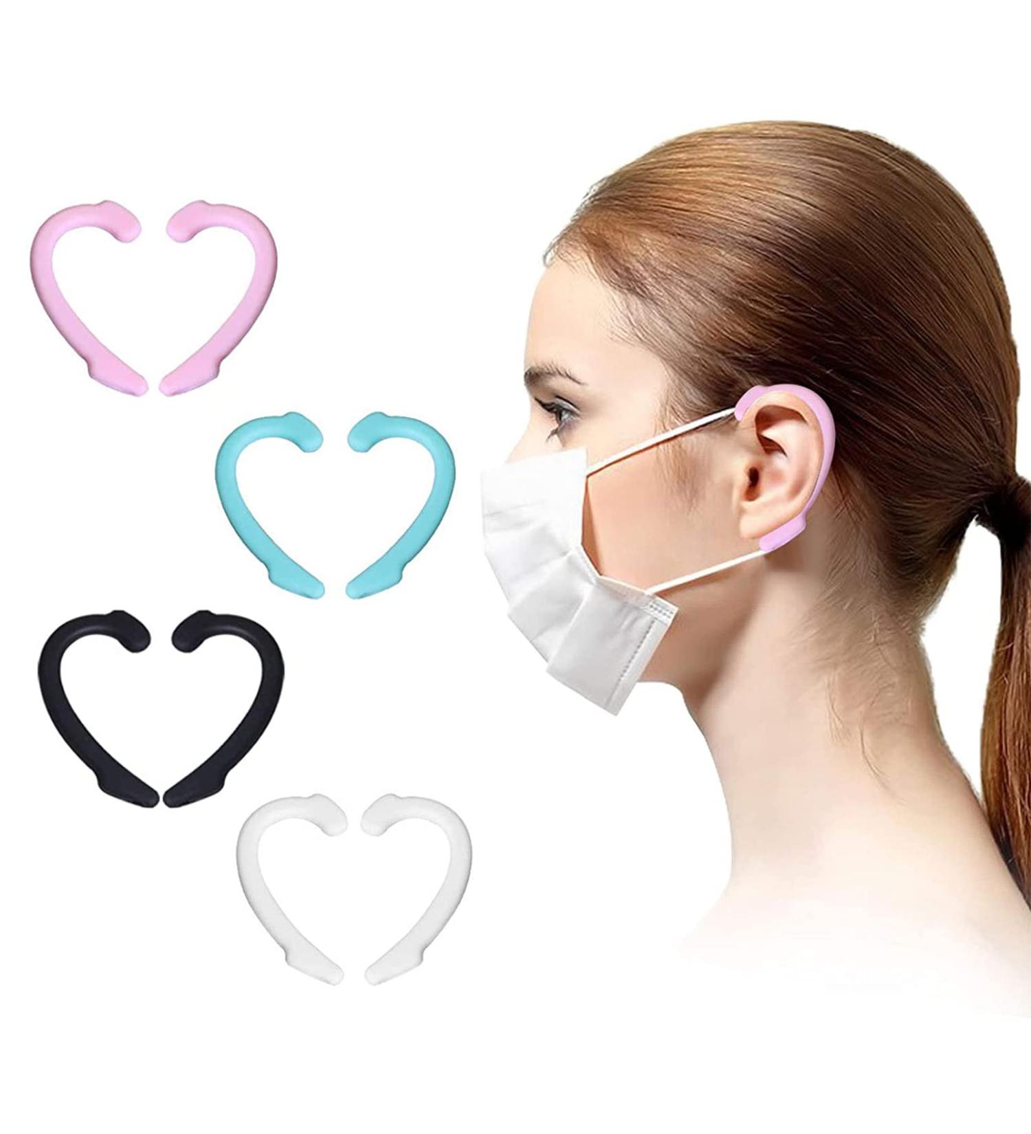 Anti-Slip Mask Ear Hooks | 4 Pairs Silicone Clips for Comfortable Facial Masks | Durable & Secure Ear Straps - Buy Online on GoSupps.com