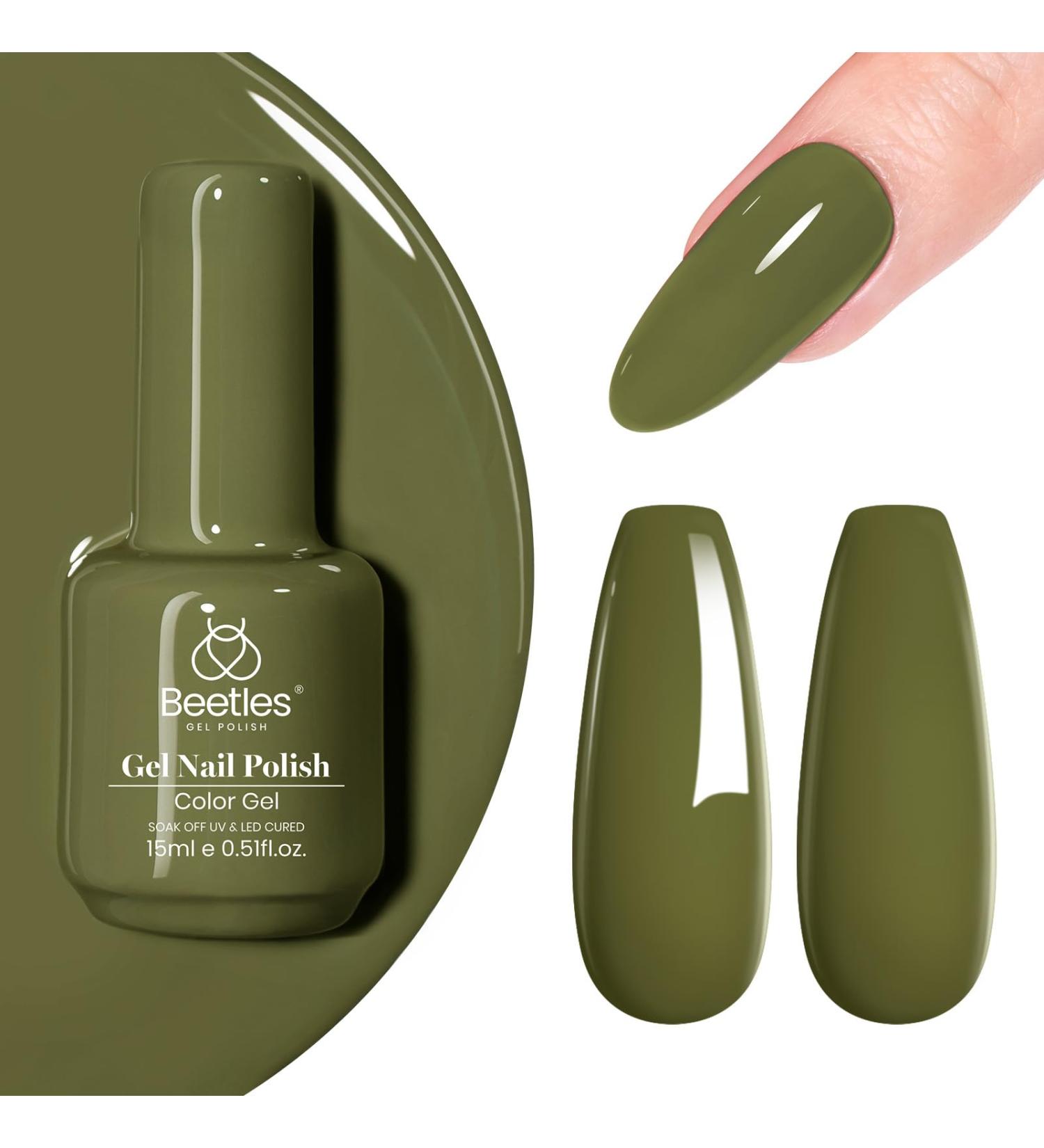 Beetles Green Gel Nail Polish - 15ml Moss Green Natural Olive Color for Manicure & DIY Nail Art - Soak Off UV LED Compatible - Buy Online on GoSupps.com
